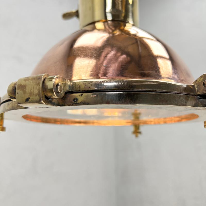 1970's German Copper Brass Vintage Industrial Ceiling Pendant by Wiska For Sale 6