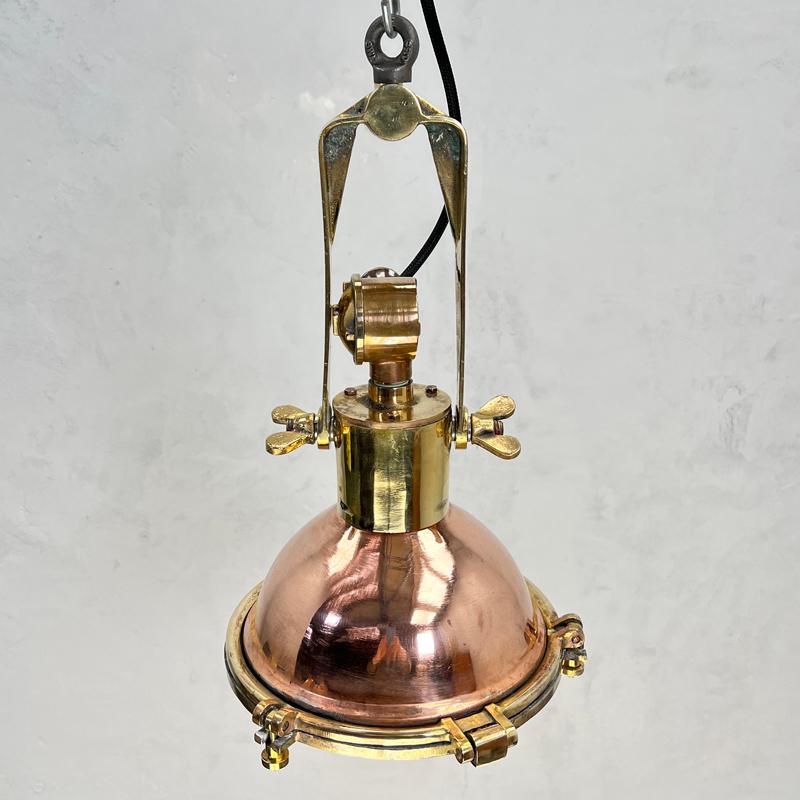 Late 20th Century 1970's German Copper Brass Vintage Industrial Ceiling Pendant by Wiska For Sale