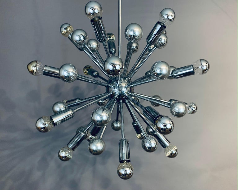 1970s German Cosack Leuchten Chrome Sputnik Space Age Hanging Light Chandelier For Sale 13