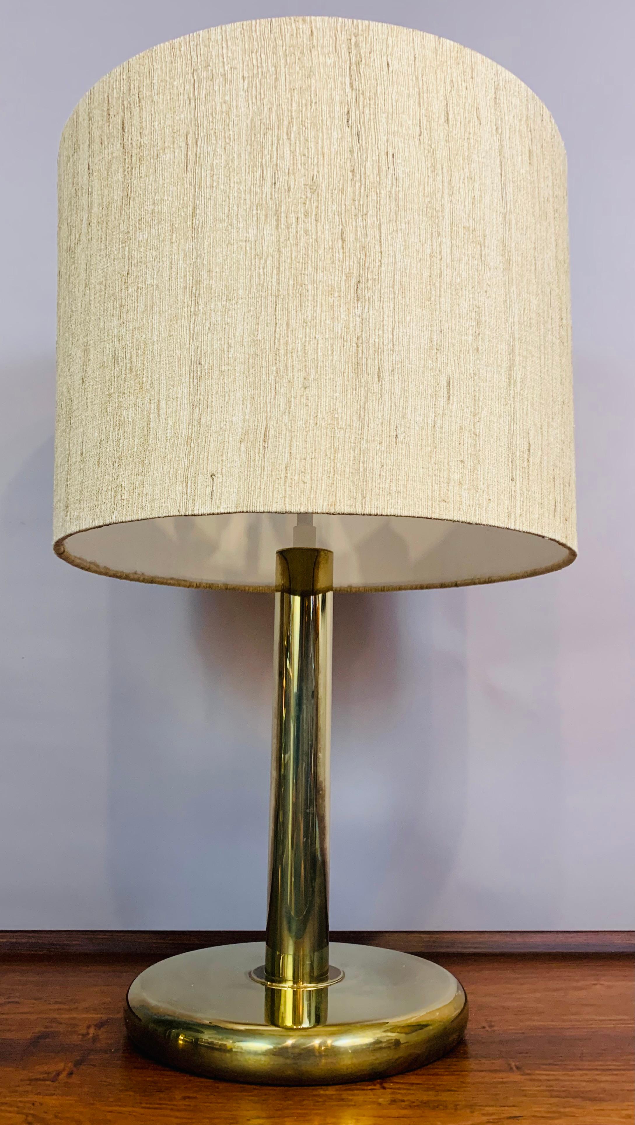 1970s German Cosack Leuchten Circular Brass Table Lamp Inc Original Shade 4