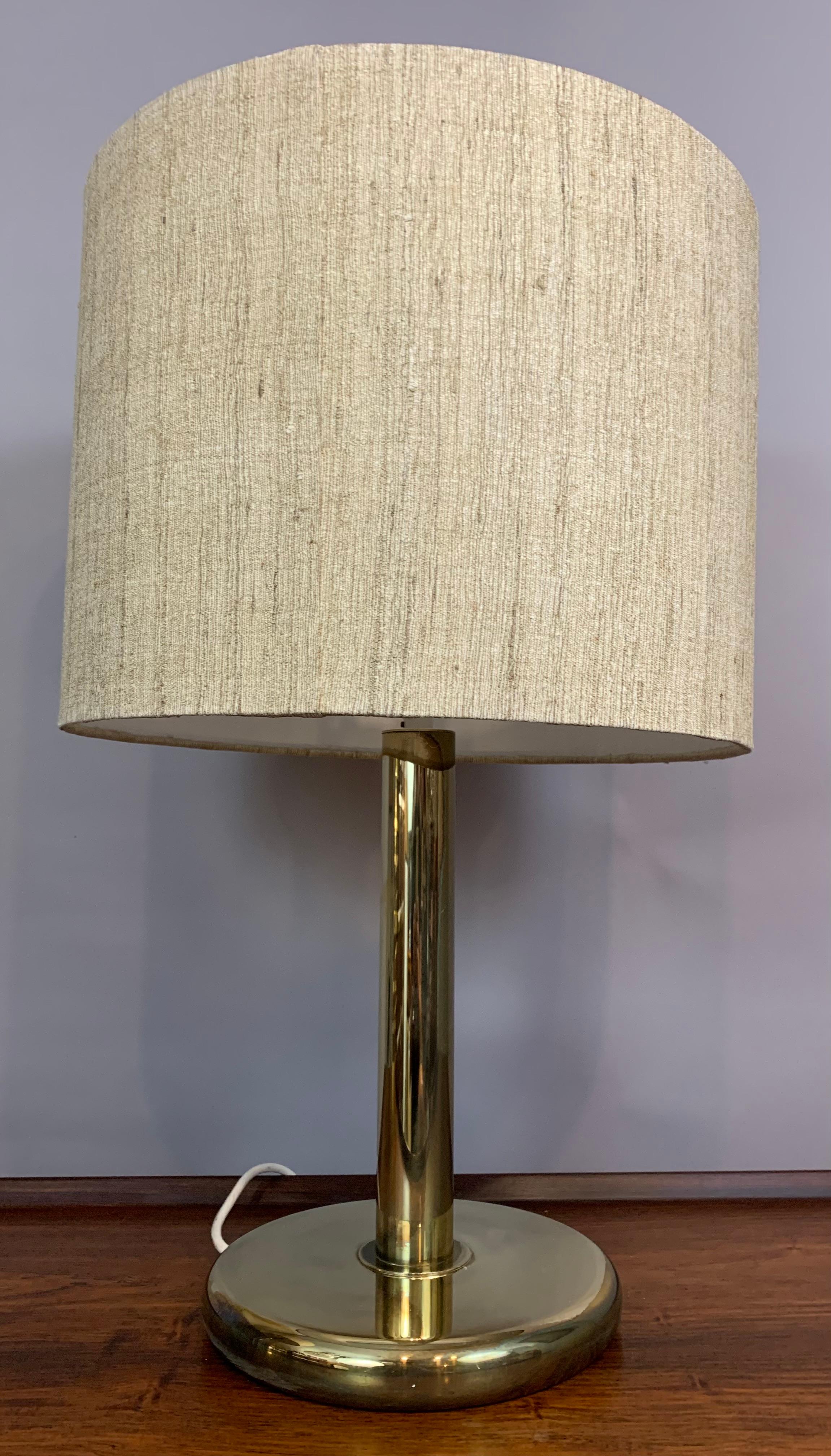 1970s German Cosack Leuchten Circular Brass Table Lamp Inc Original Shade 5