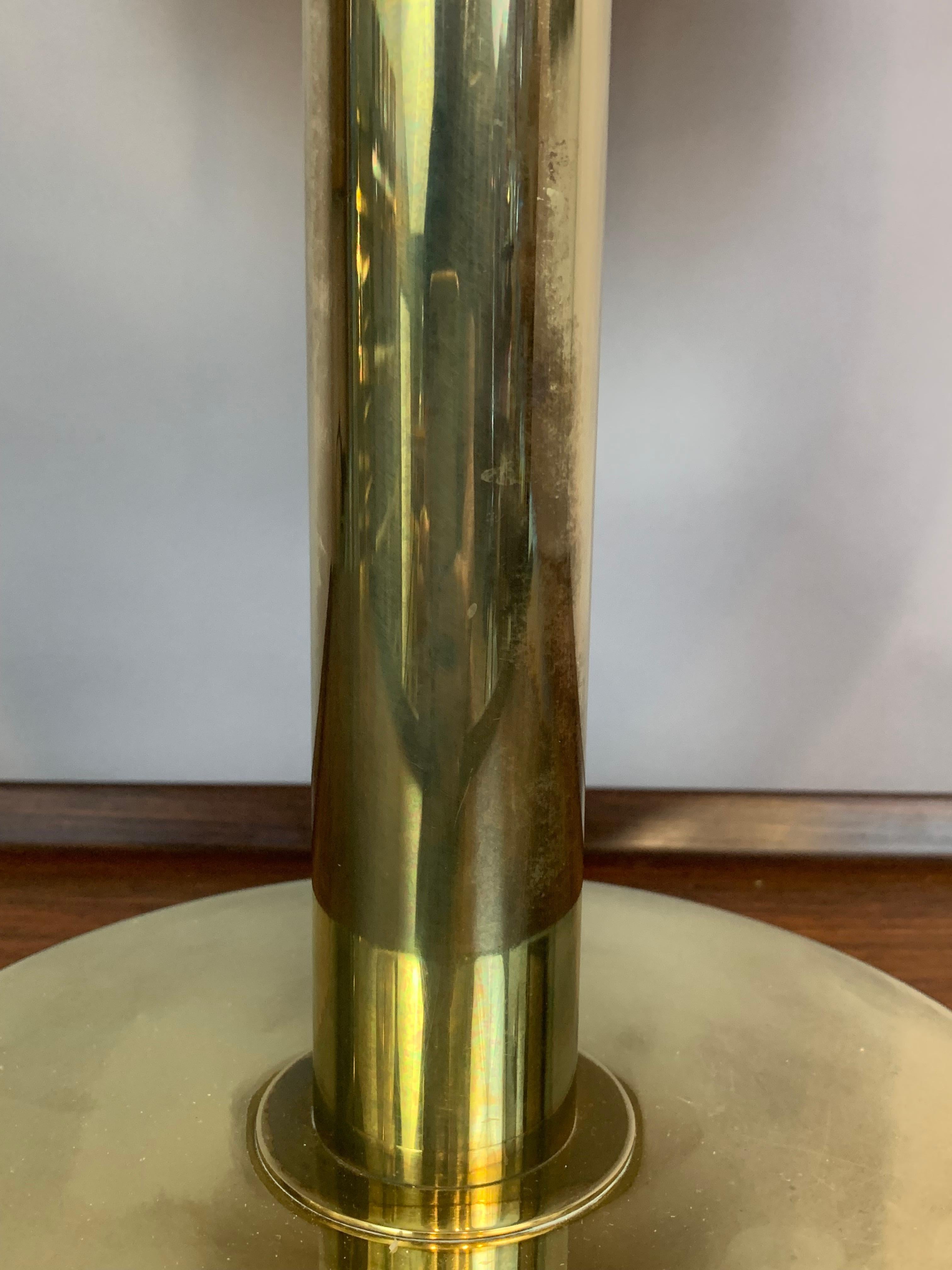 1970s German Cosack Leuchten Circular Brass Table Lamp Inc Original Shade 6