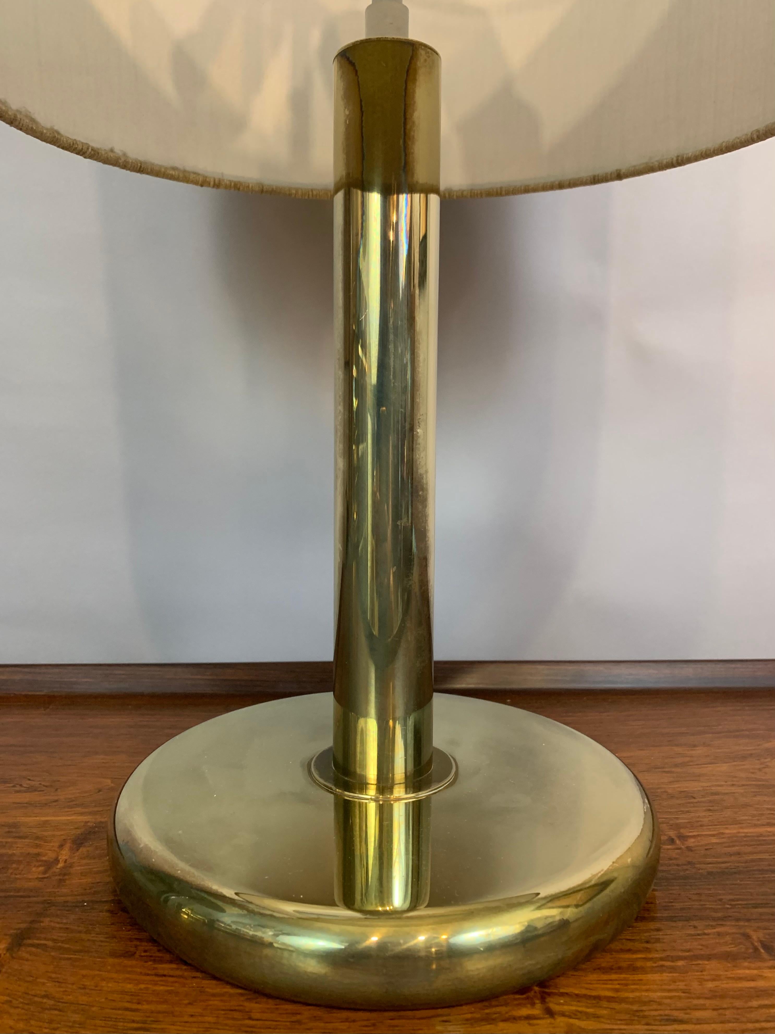 1970s German Cosack Leuchten Circular Brass Table Lamp Inc Original Shade 7