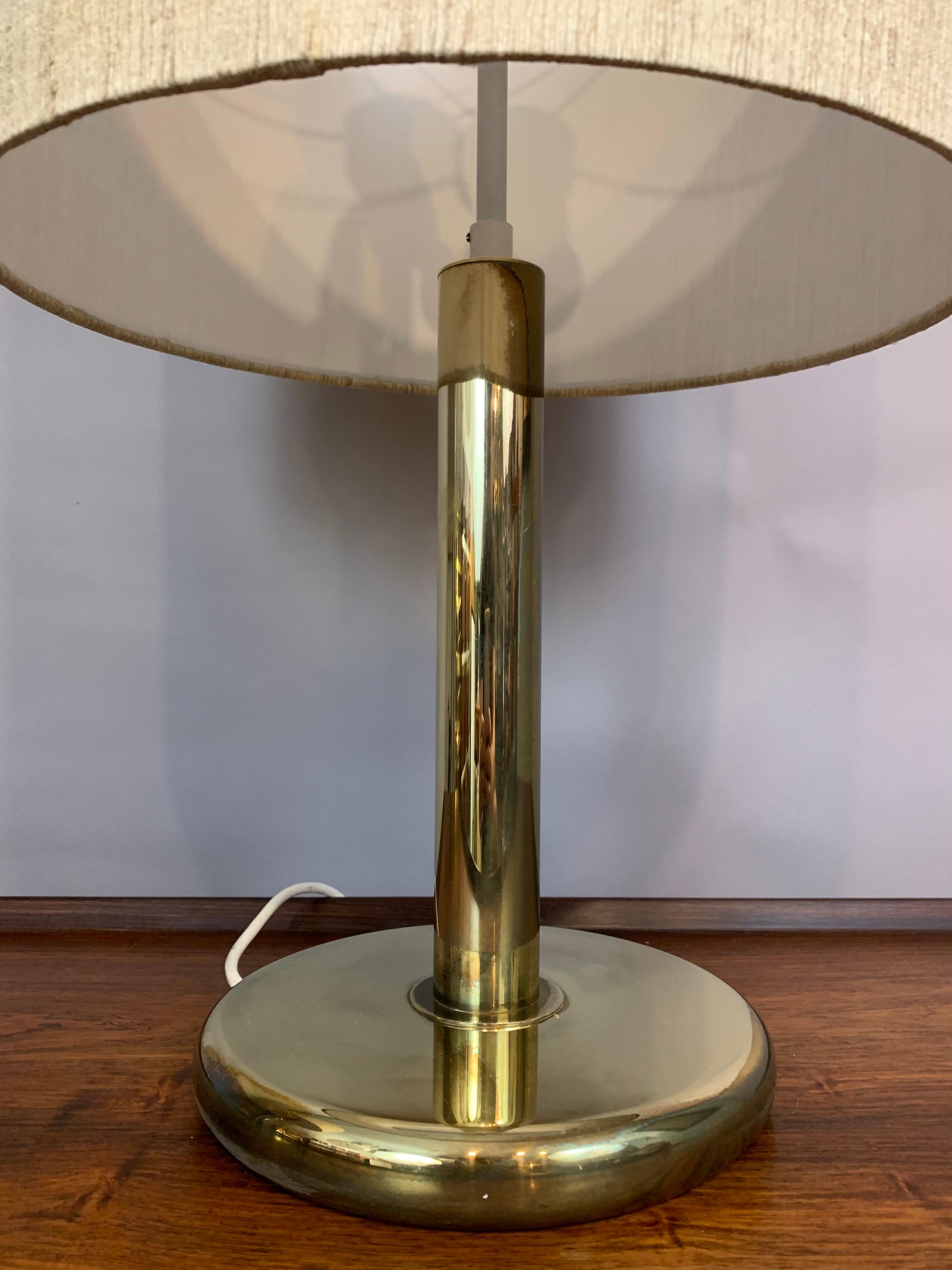 1970s German Cosack Leuchten Circular Brass Table Lamp Inc Original Shade 8