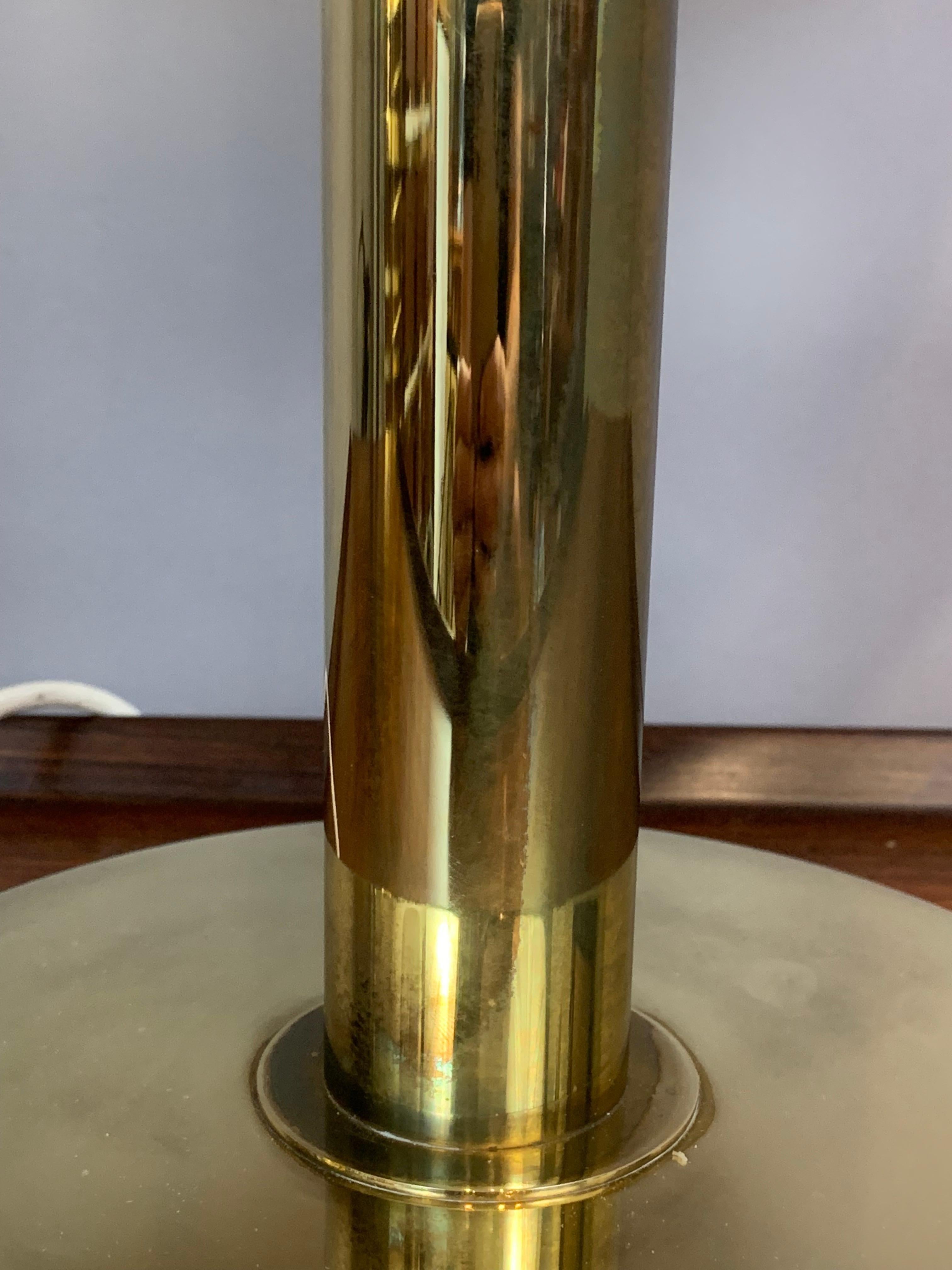 1970s German Cosack Leuchten Circular Brass Table Lamp Inc Original Shade 9