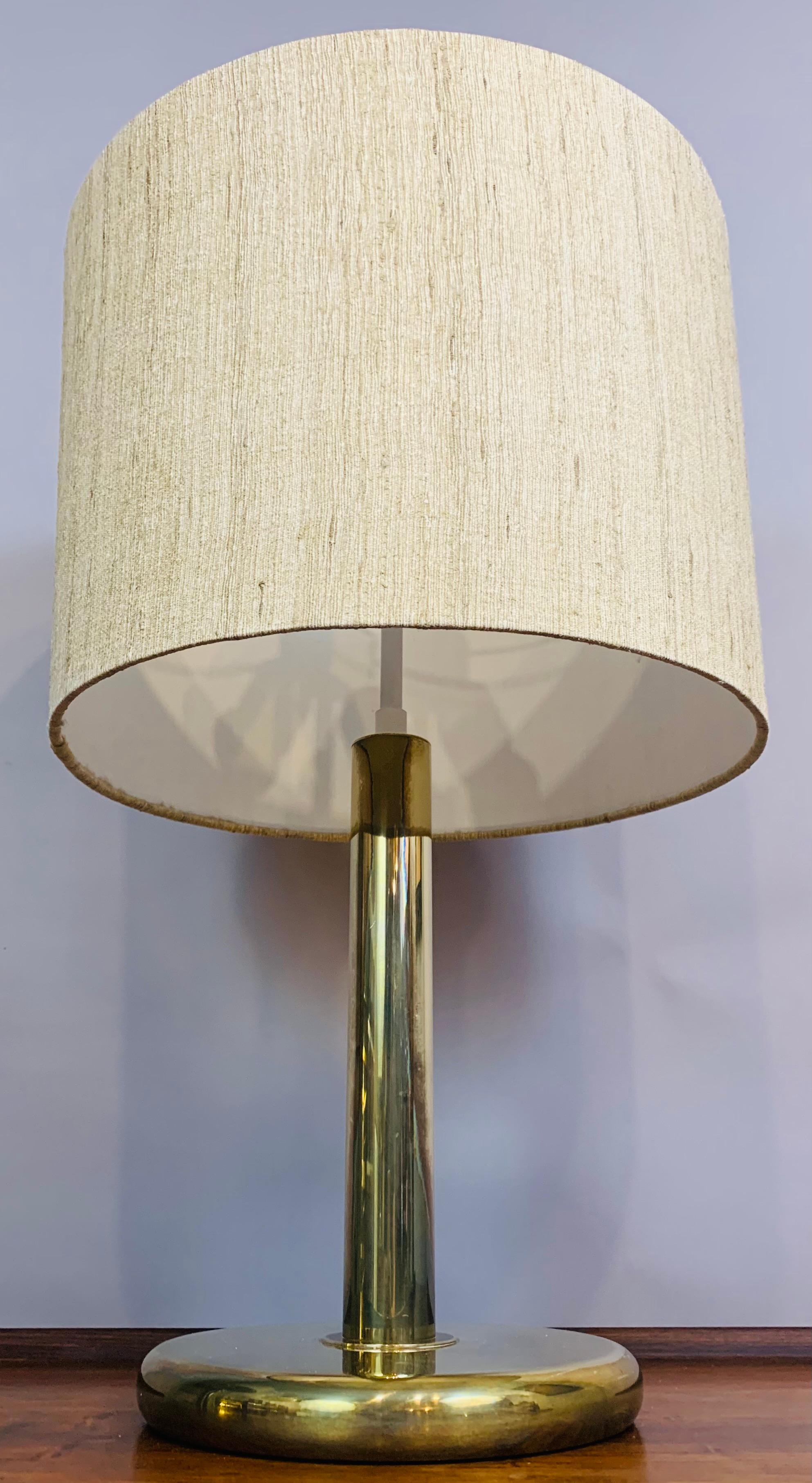 1970s German Cosack Leuchten Circular Brass Table Lamp Inc Original Shade 2