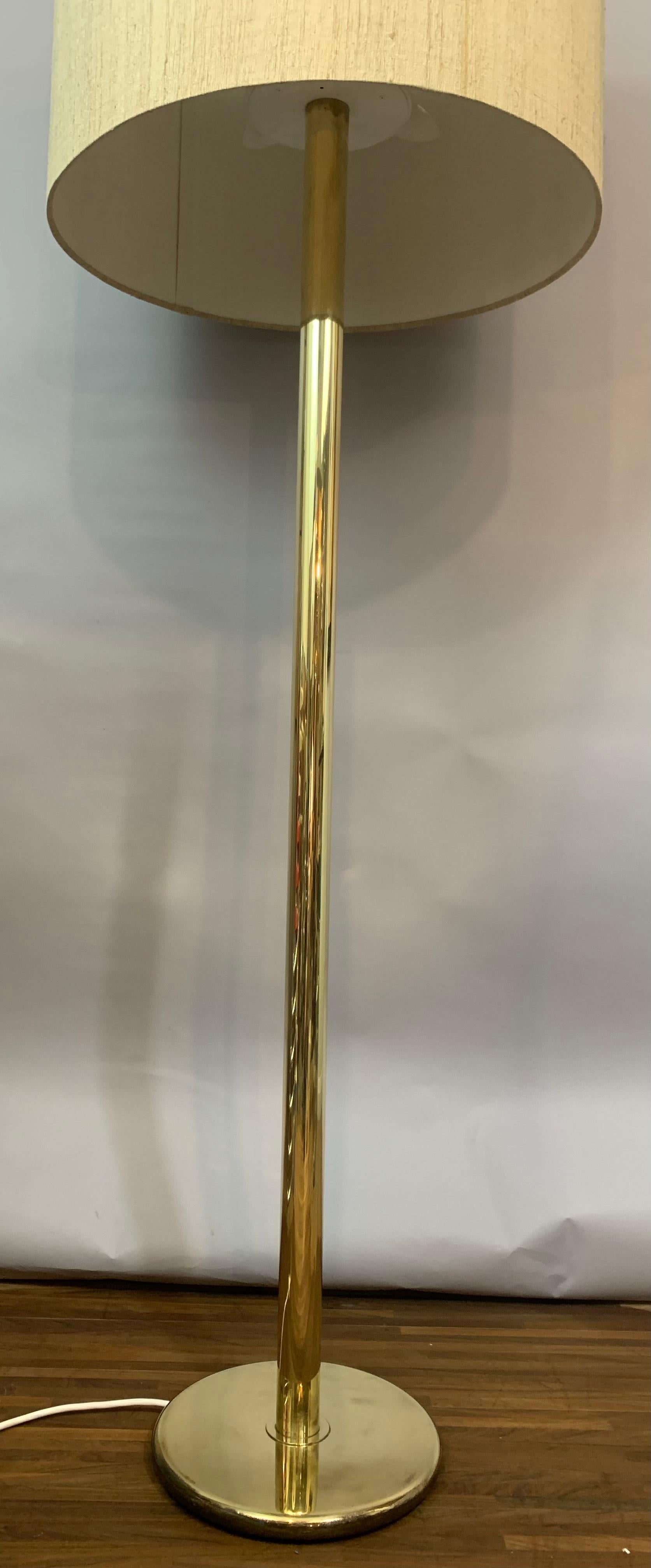 1970s German Cosack Leuchten Polished Brass Floor Lamp Inc Original Shade 3