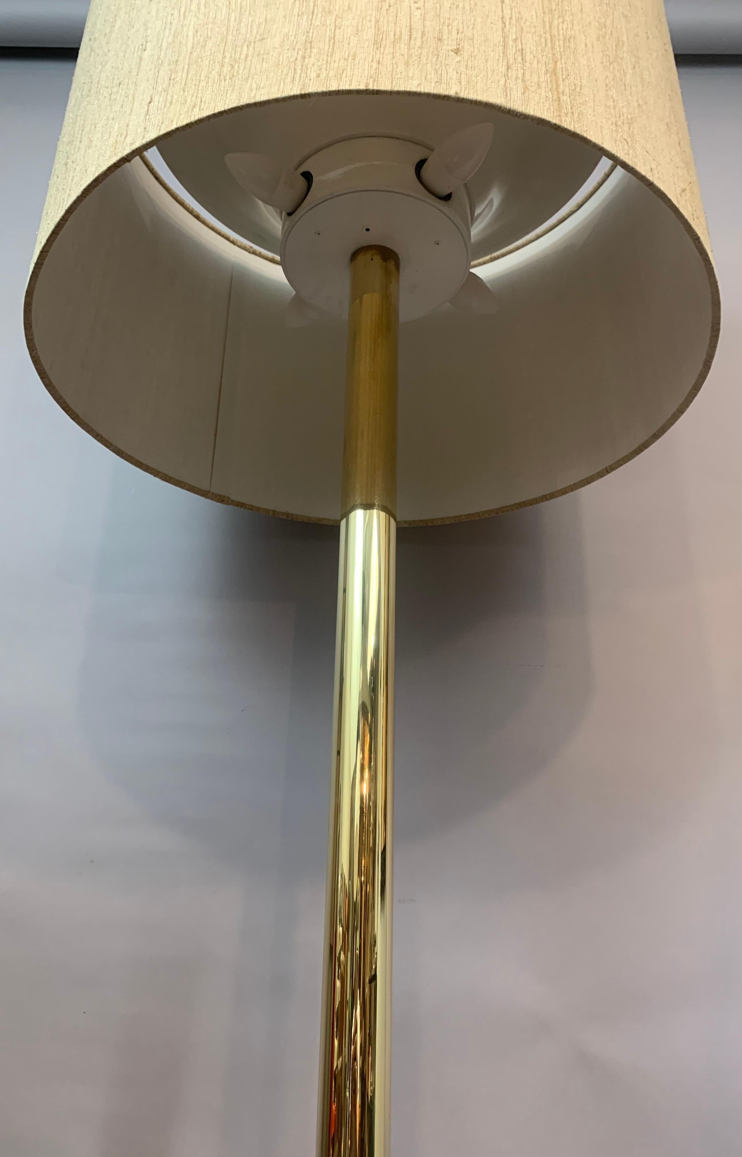 1970s German Cosack Leuchten Polished Brass Floor Lamp Inc Original Shade 5