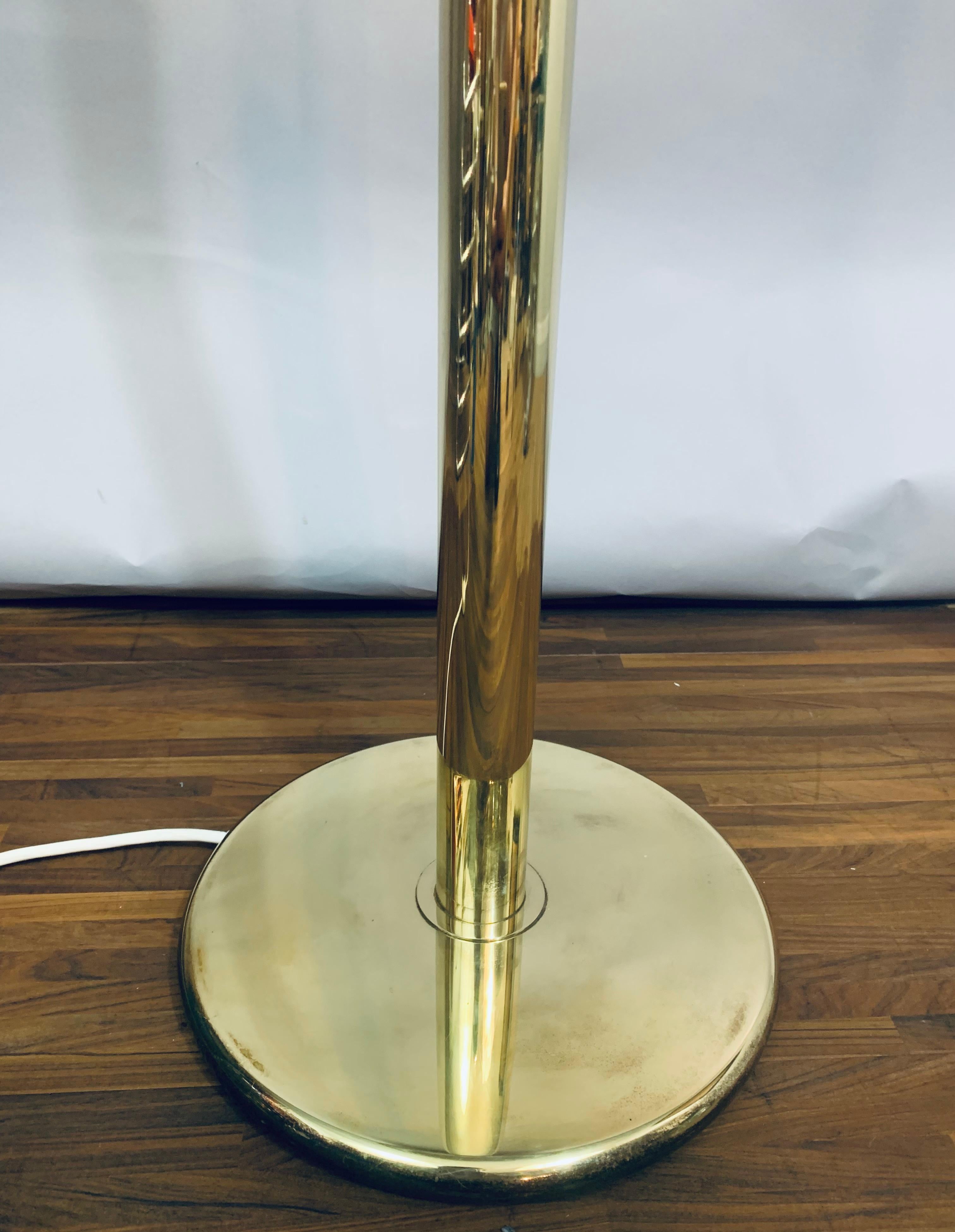 1970s German Cosack Leuchten Polished Brass Floor Lamp Inc Original Shade 7