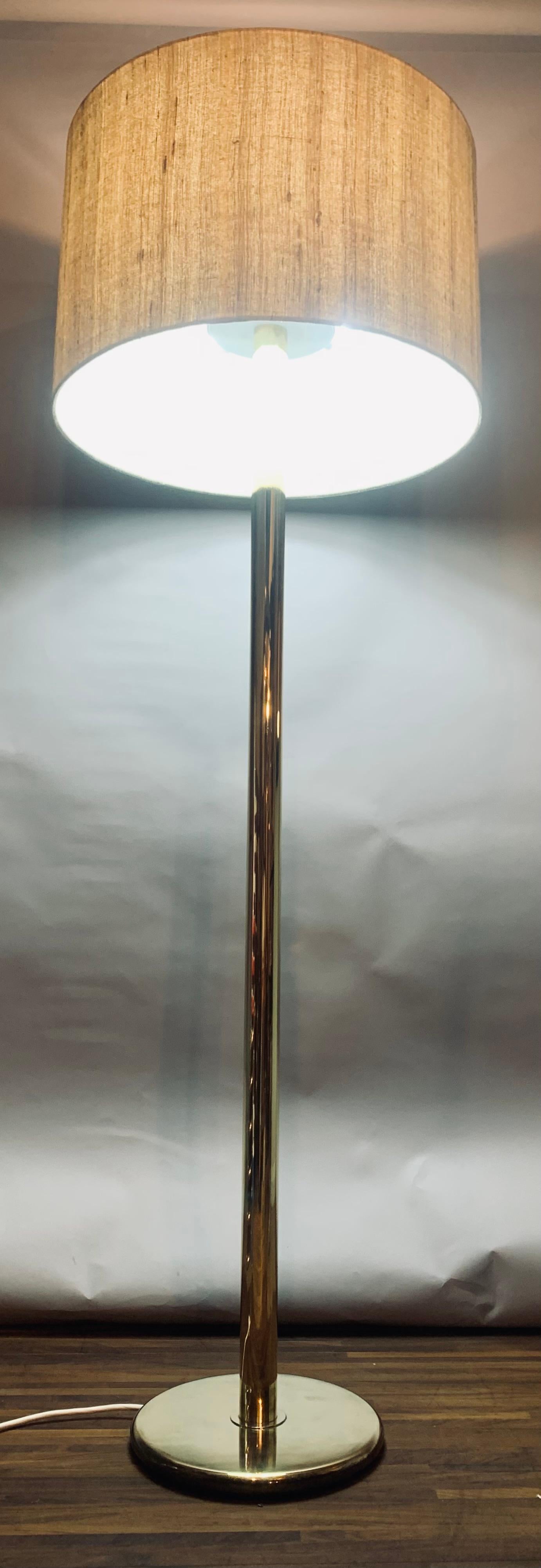 Painted 1970s German Cosack Leuchten Polished Brass Floor Lamp Inc Original Shade