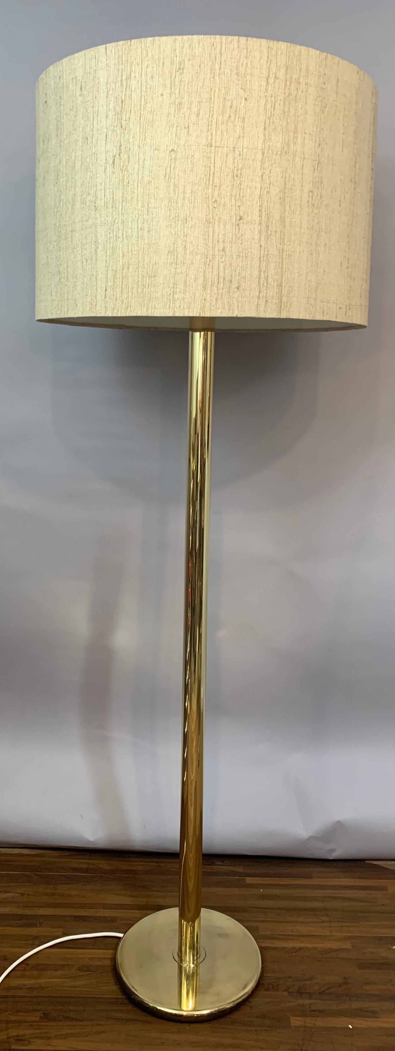 1970s German Cosack Leuchten Polished Brass Floor Lamp Inc Original Shade 1