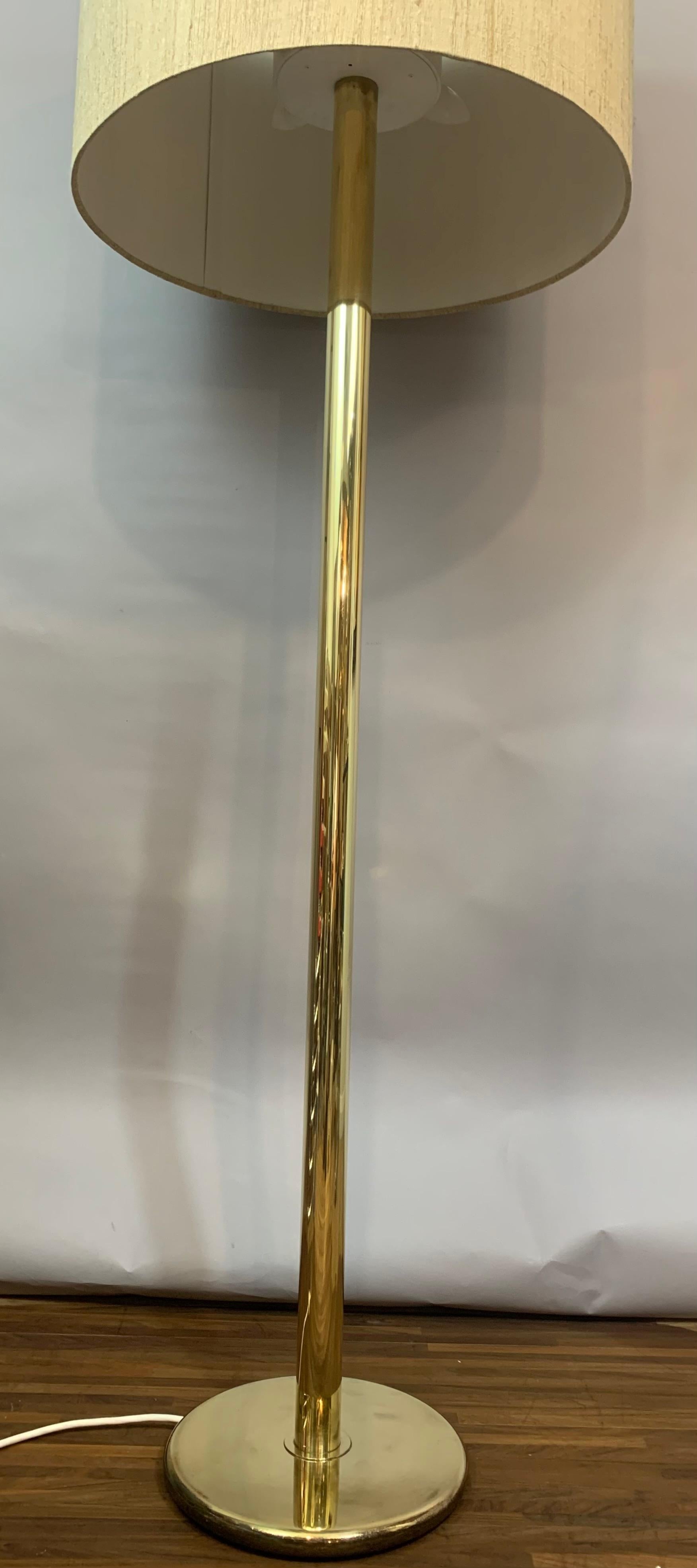 1970s German Cosack Leuchten Polished Brass Floor Lamp Inc Original Shade 2