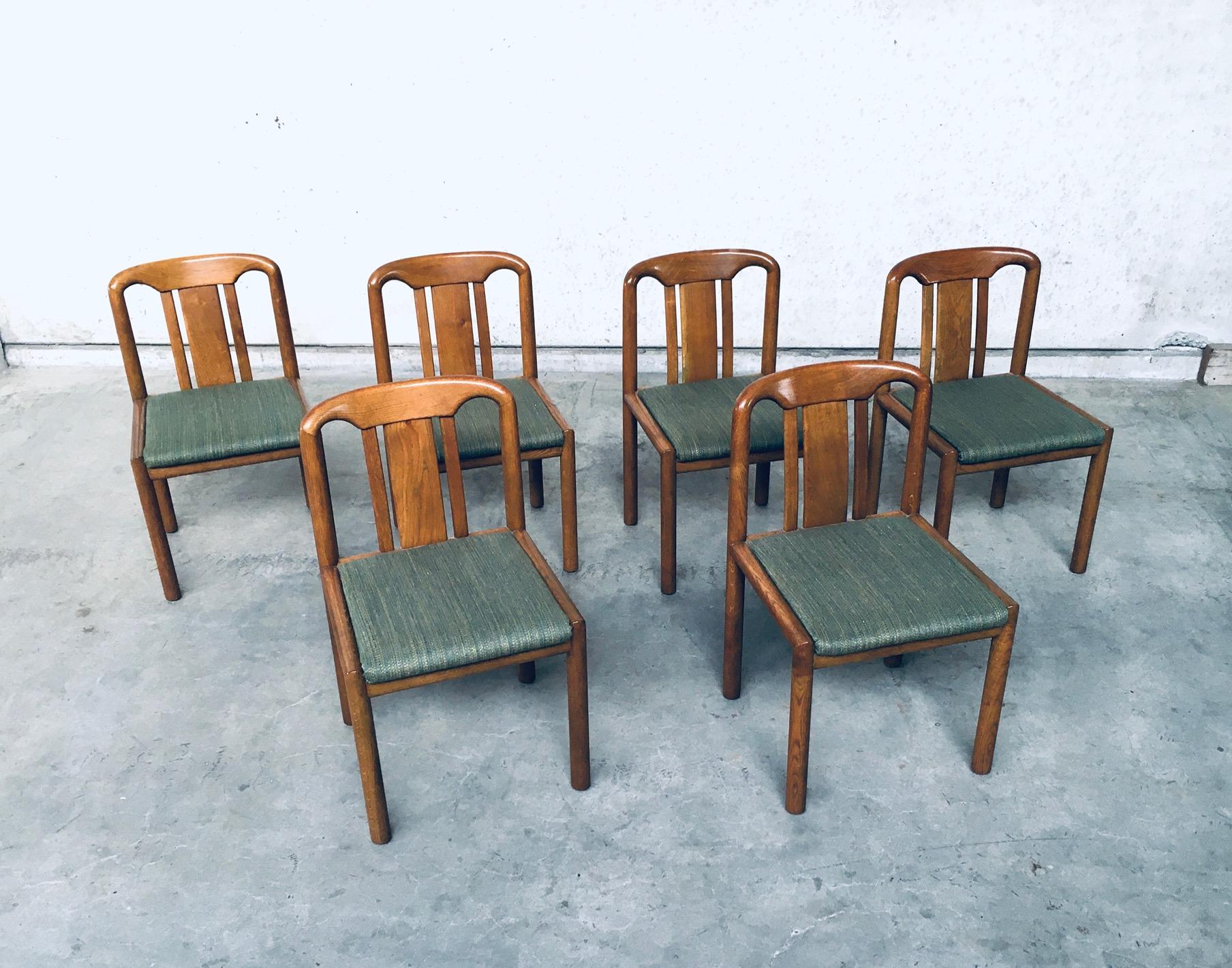 Modern 1970's German Design Set of 6 Dining Chairs in Oak For Sale