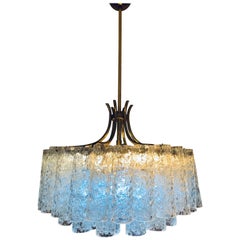 1970s German Doria Brass and Glass Chandelier