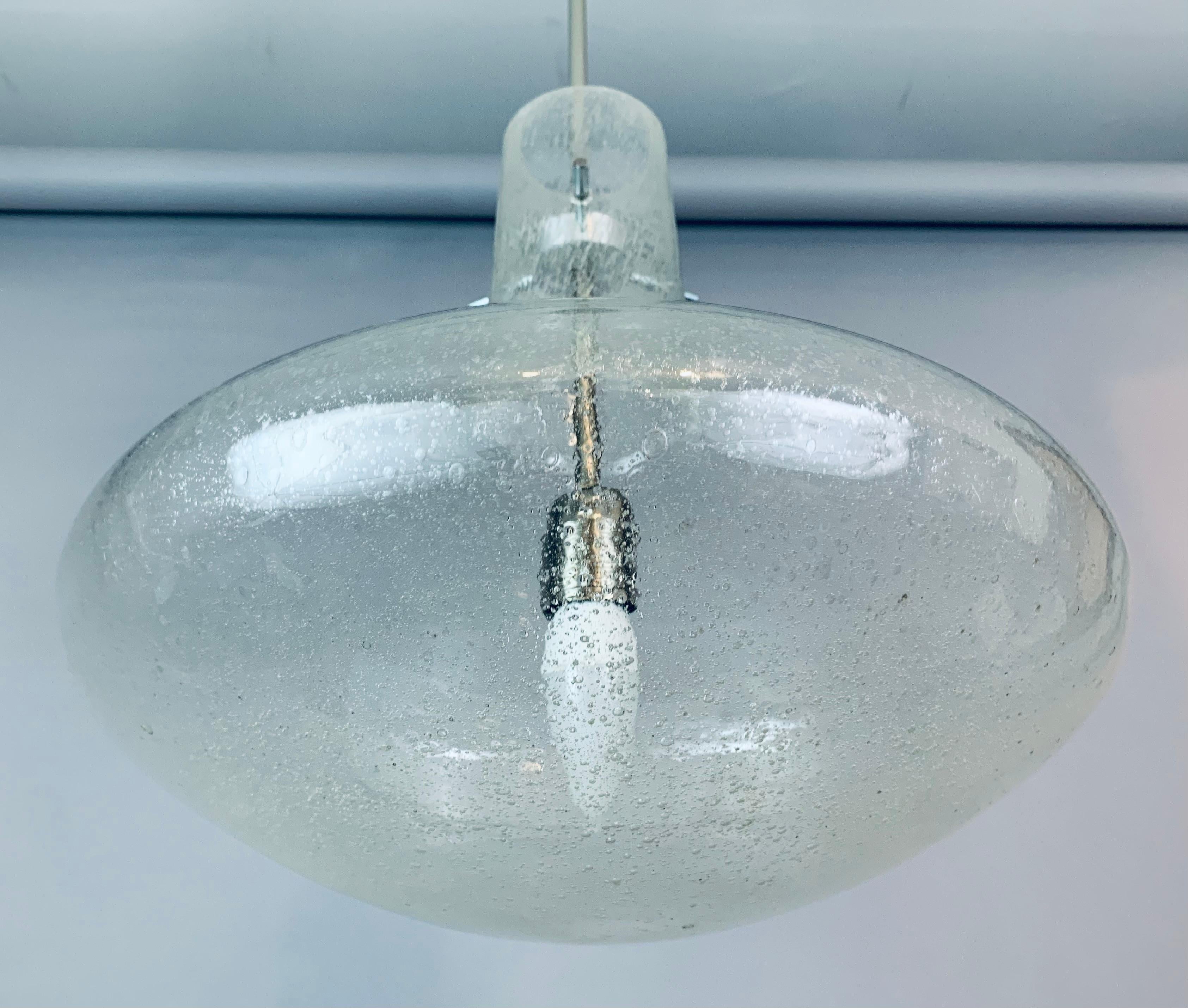 1970s, German Doria Leuchten Bubbled Clear Glass Suspended Hanging Light 5