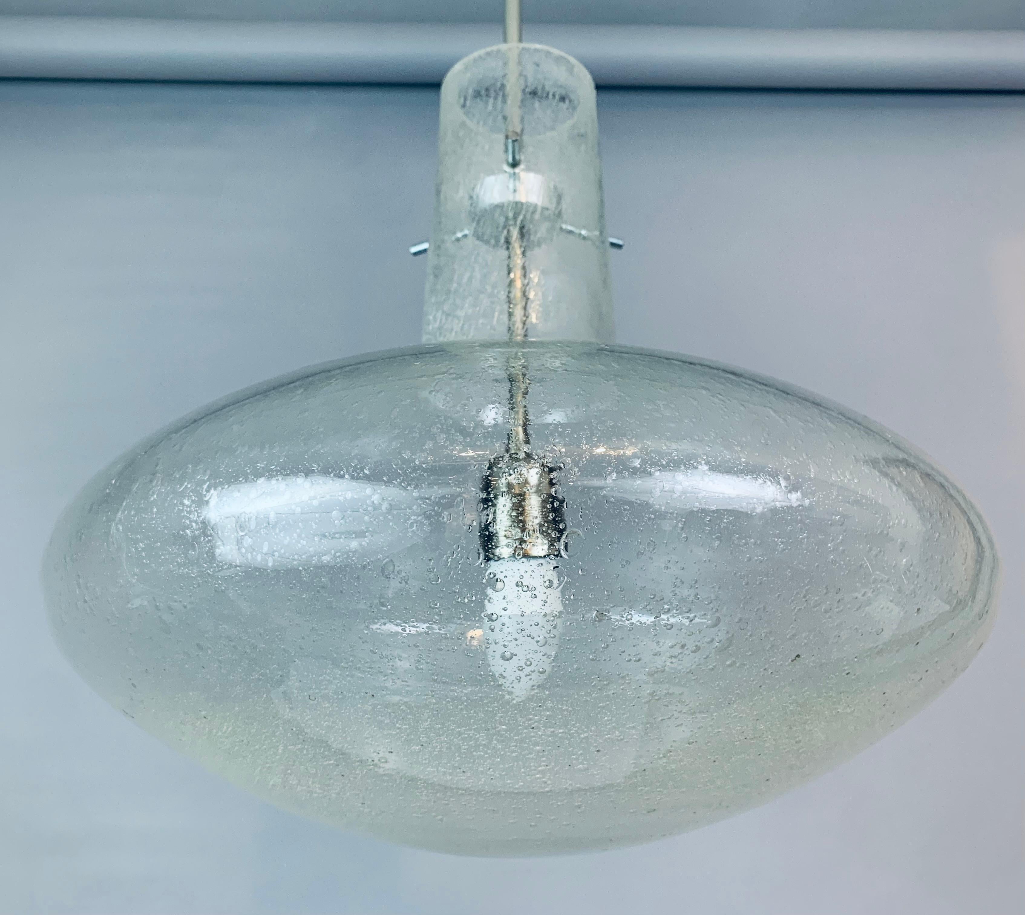 1970s, German Doria Leuchten Bubbled Clear Glass Suspended Hanging Light 7