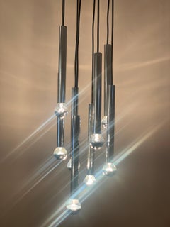1970s German Doria Leuchten Cascading Chrome Hanging Ceiling Light