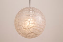 1970s German Doria Leuchten Crackle Glass Snowball Globe Hanging Pendant Light