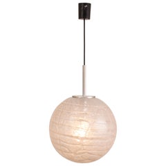 1970s German Doria Leuchten Crackle Glass Snowball Globe Hanging Pendant Light