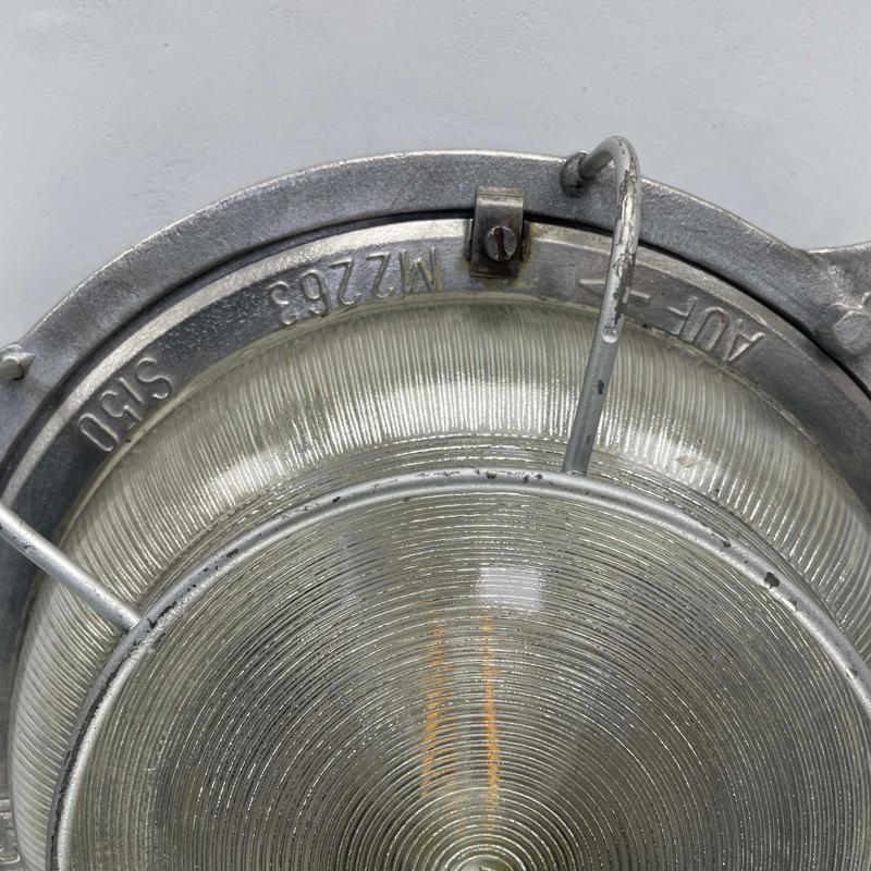 1970's German EOW Cast Aluminium Circular Bulkhead Lamp with Reeded Glass For Sale 2