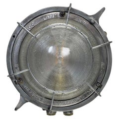 1970's German EOW Cast Aluminium Circular Bulkhead Lamp with Reeded Glass