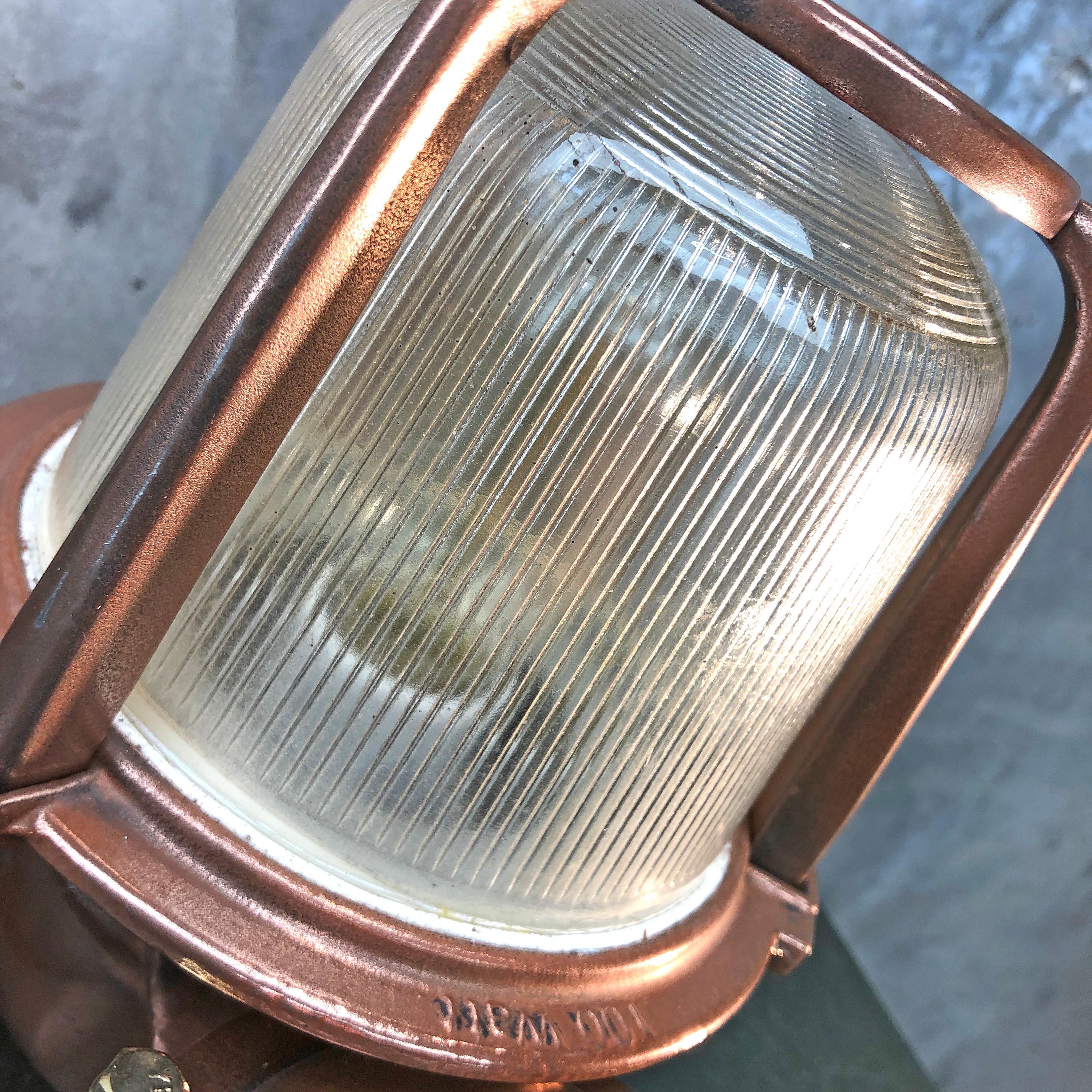 1970s German EOW GDR Copper, Brass and Holophane Glass Wall Light / Table Lamp For Sale 11