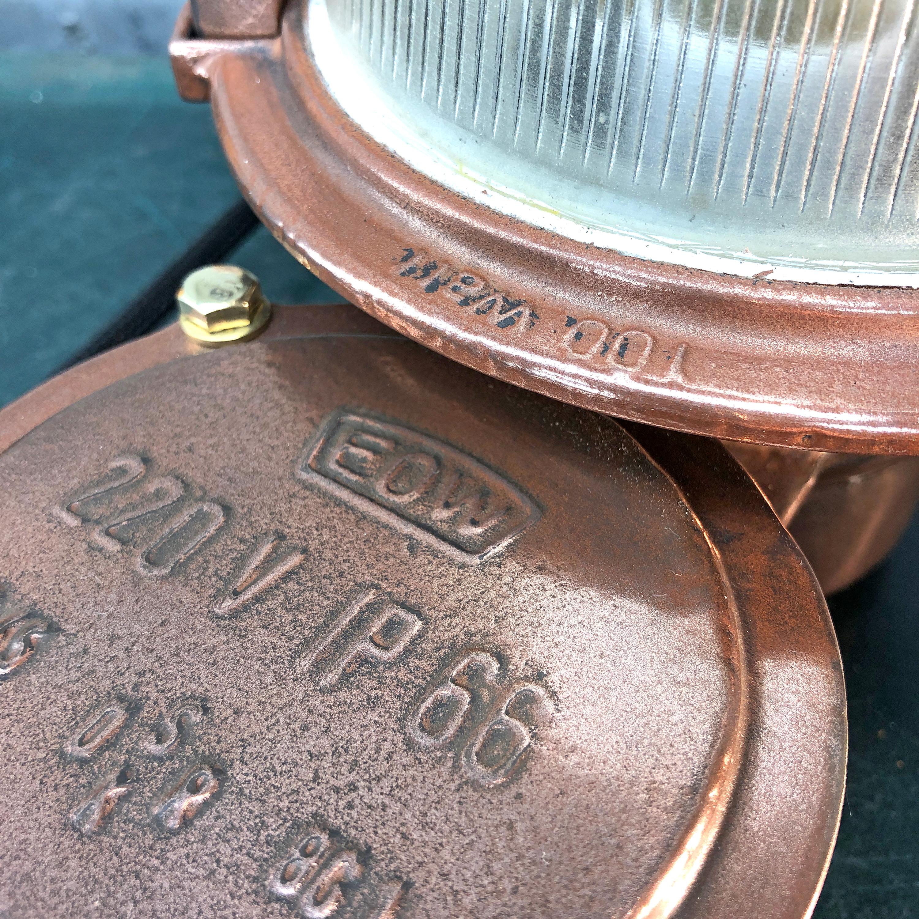 1970s German EOW GDR Copper, Brass and Holophane Glass Wall Light / Table Lamp For Sale 2