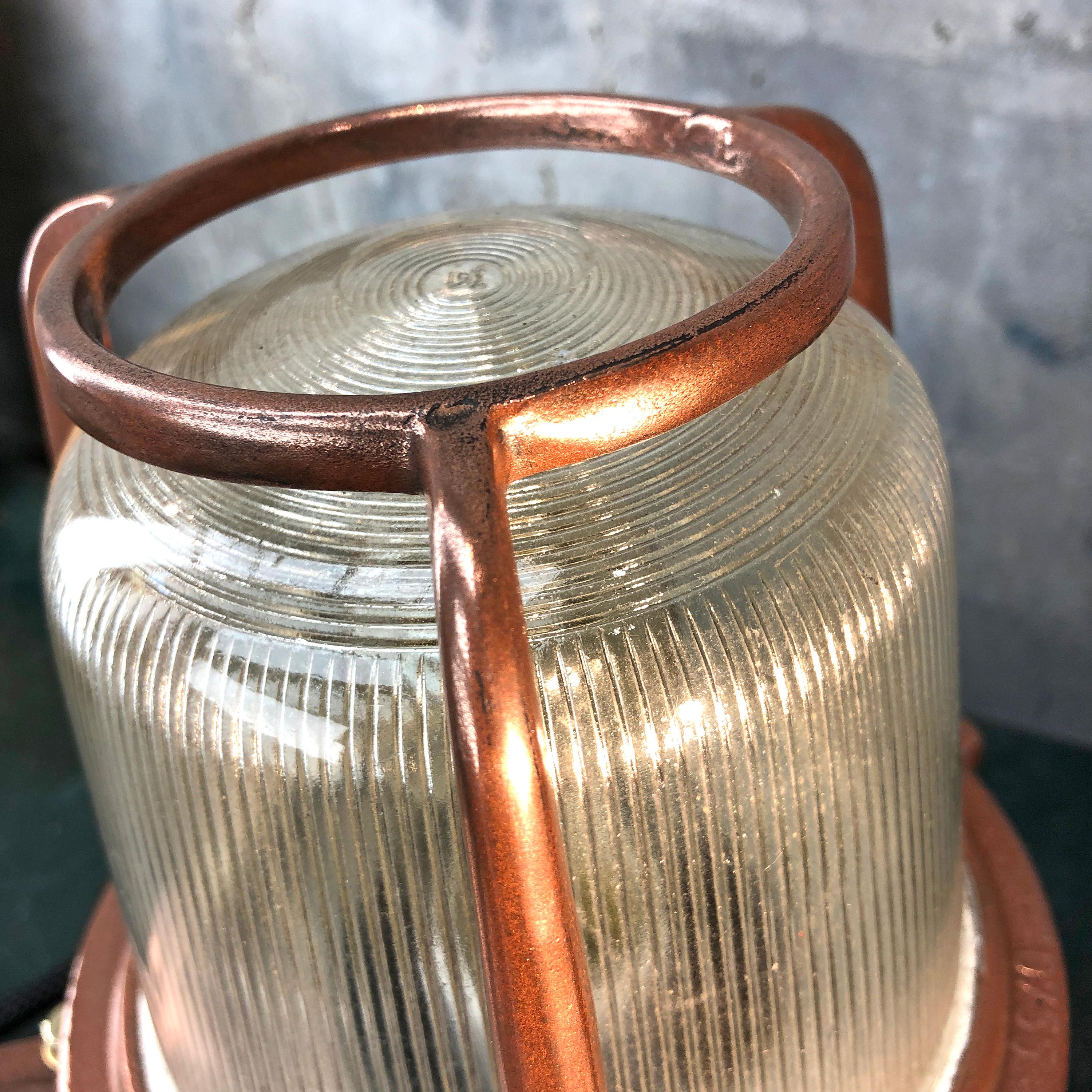 1970s German EOW GDR Copper, Brass and Holophane Glass Wall Light / Table Lamp For Sale 3