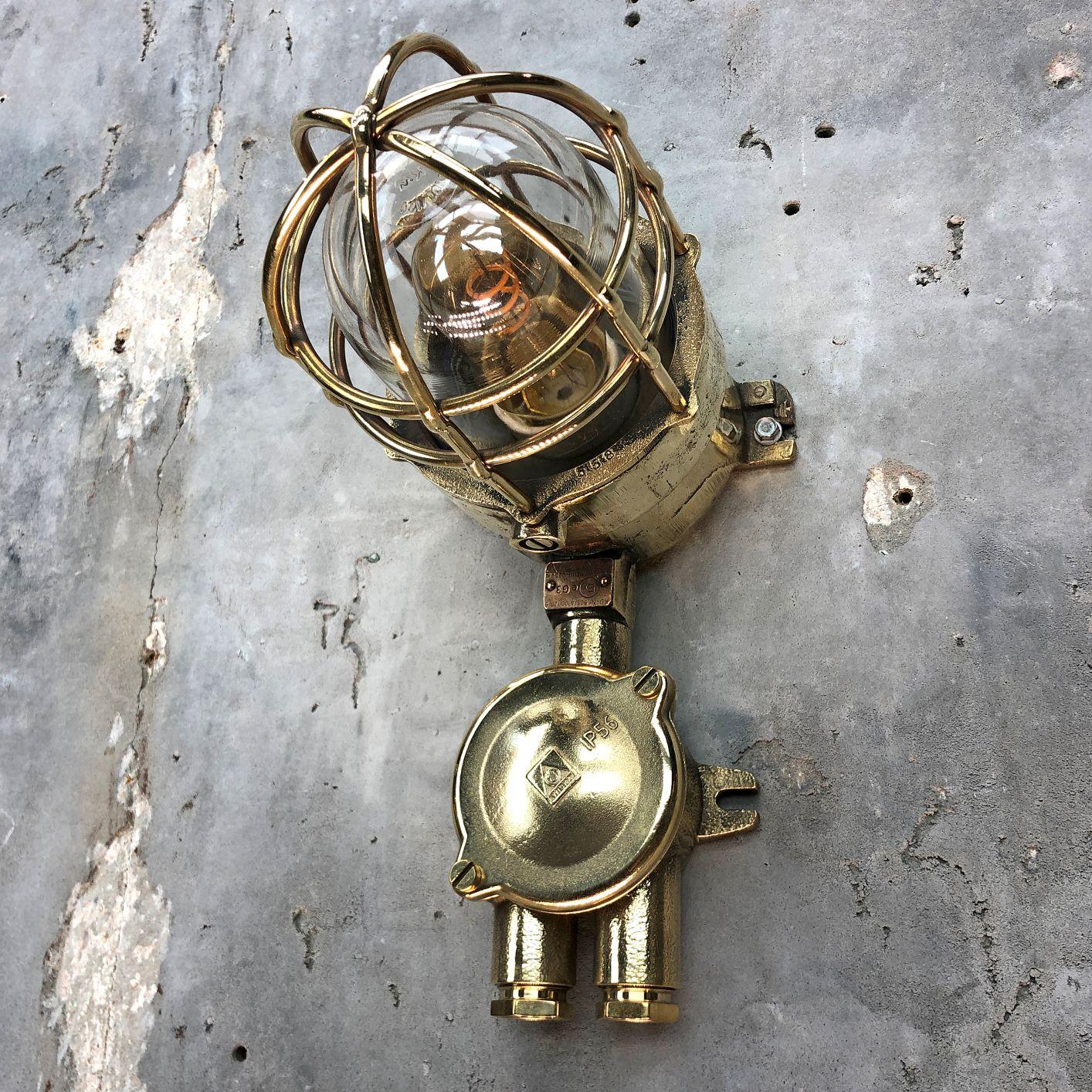 1970s German Explosion Proof Cast Brass and Junction Box Outdoor Wall Light For Sale 6