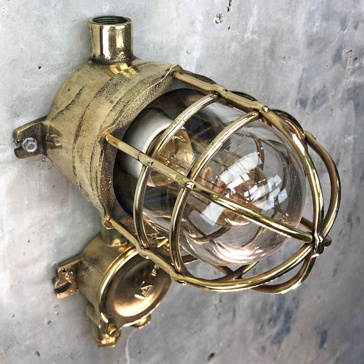 1970s German Explosion Proof Cast Brass and Junction Box Outdoor Wall Light For Sale 1