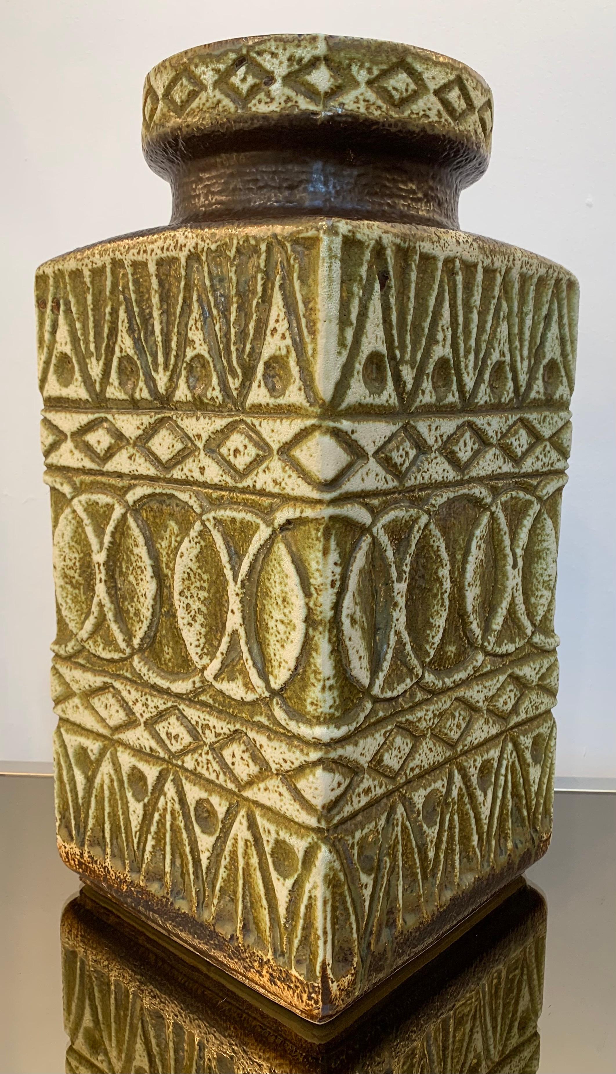 Unglazed 1970s German Fat Lava Bay Ceramics Pottery Abstract Vase by Bodo Mans 92 45 For Sale