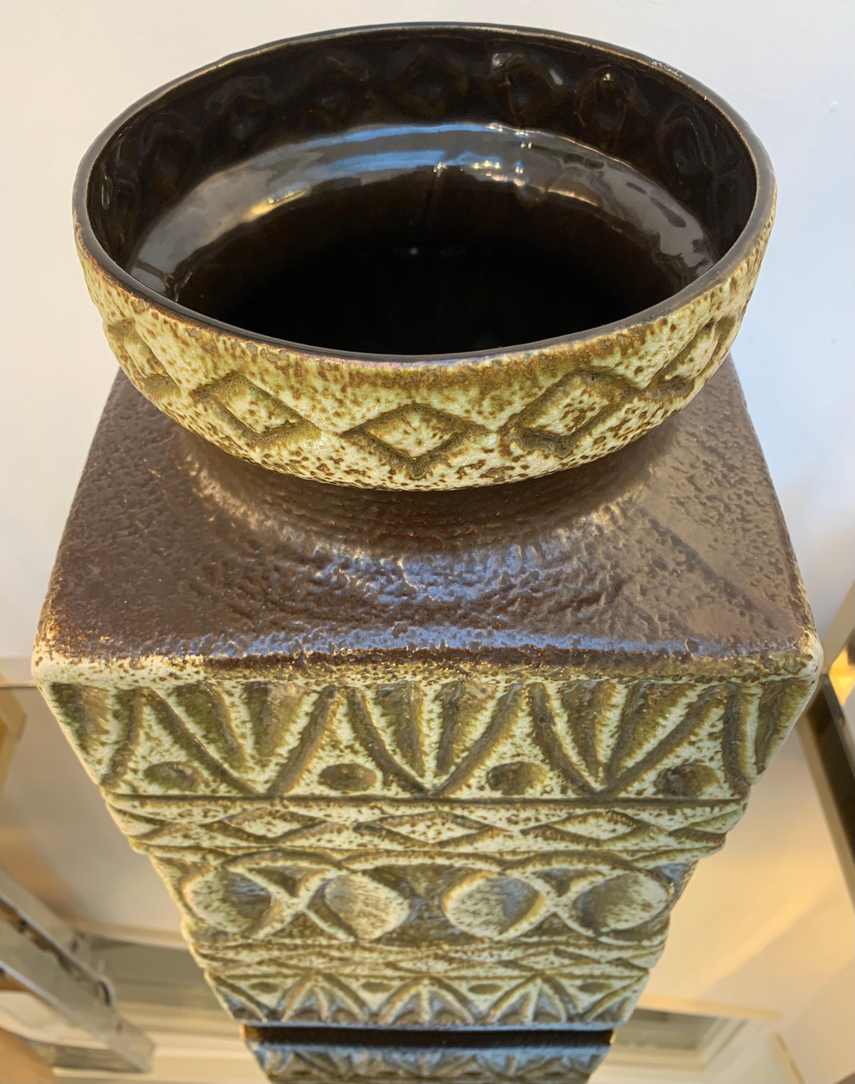 Abstrakte Vase aus deutscher Fat Lava Bay-Keramik von Bodo Mans 92 45, 1970er Jahre 2