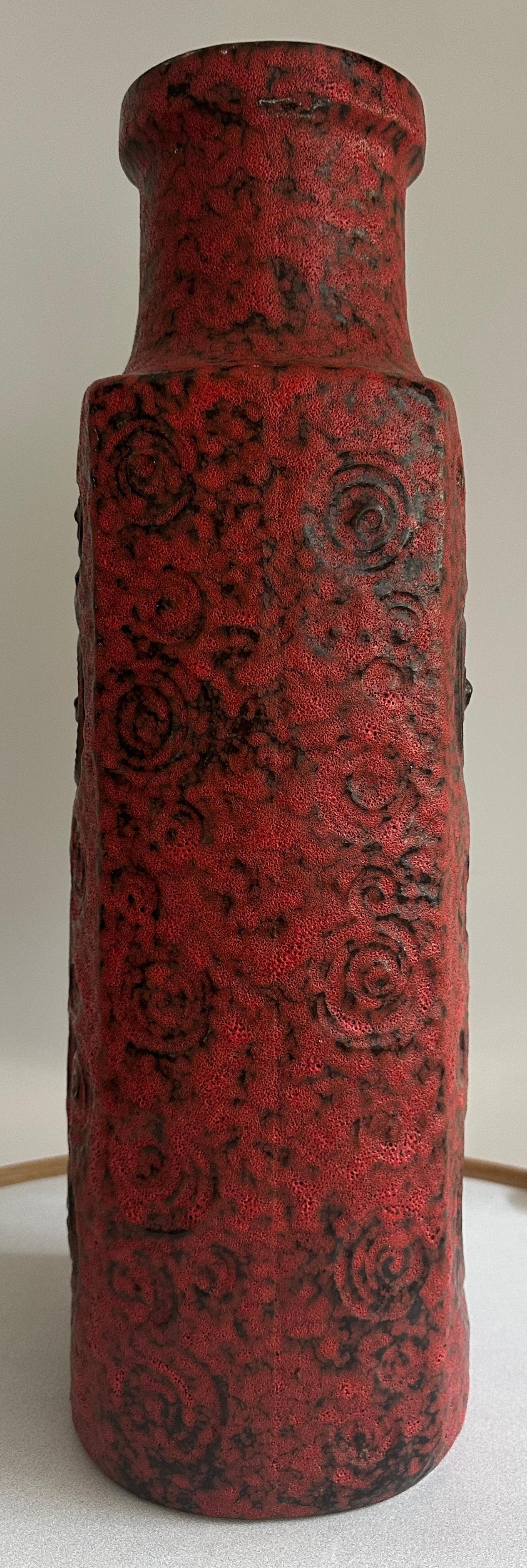1970s German Fat Lava Scheurich Keramik Red & Black Handled 