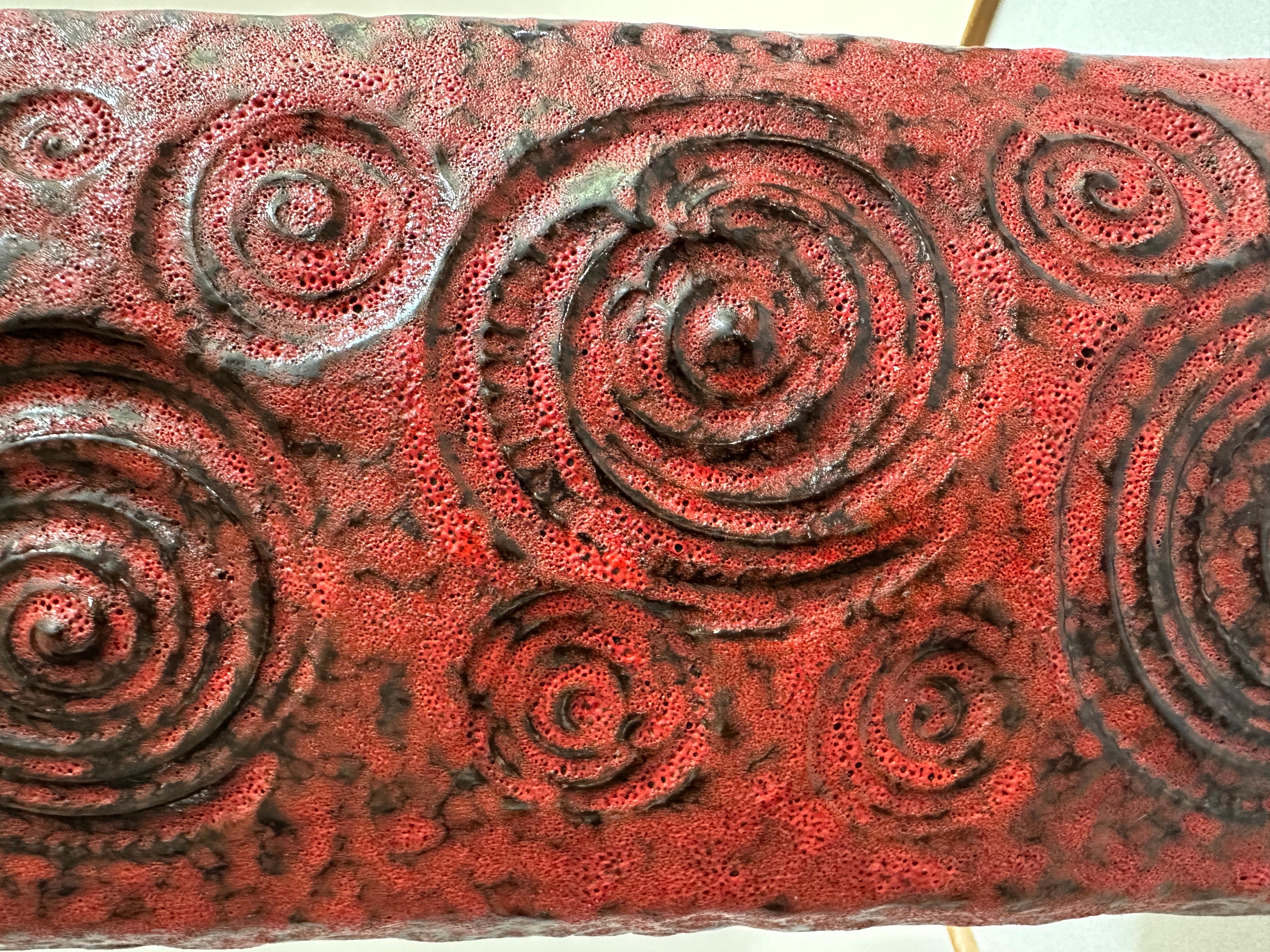 1970s German Fat Lava Scheurich Keramik Red & Black Handled 