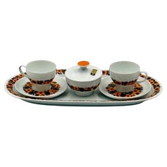 1970s German Floral Coffee Service by Thomas Rosenthal in Porcelain 1970s German Floral Coffee Service by Thomas Rosenthal in Porcelain