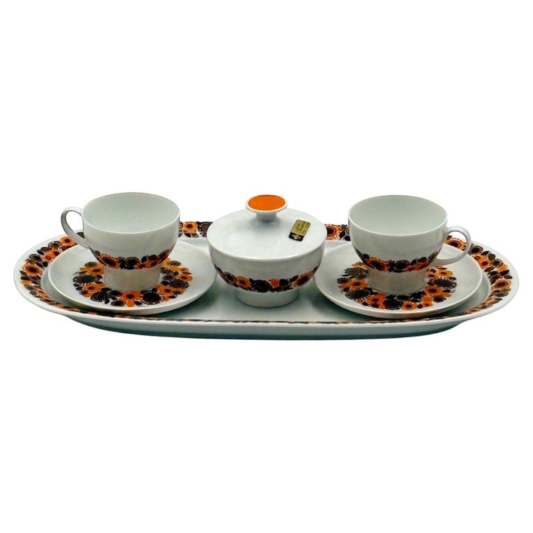 1970s German Floral Coffee Service by Thomas Rosenthal in Porcelain