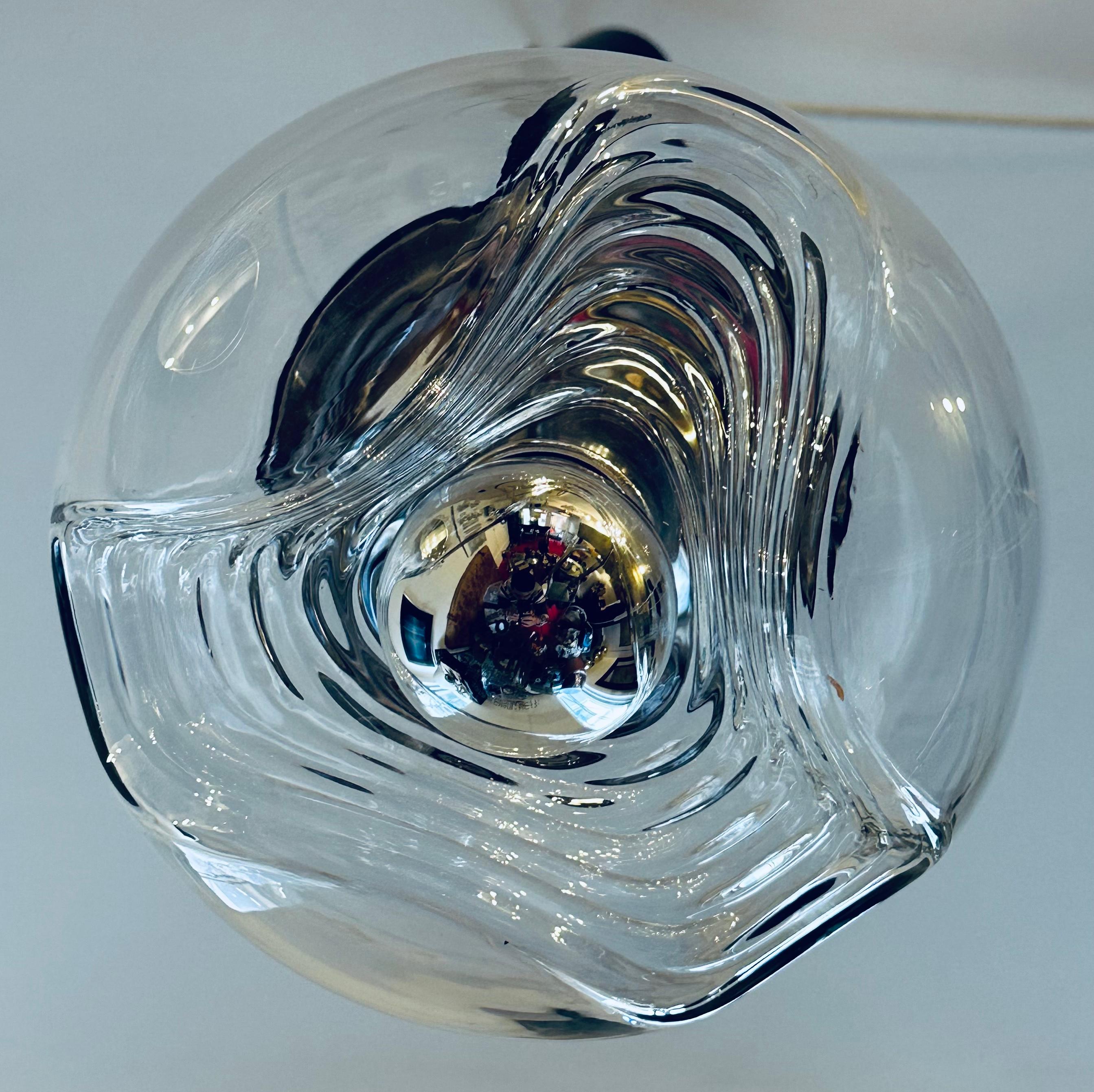 1970er Jahre Deutsch  Hängeleuchte „Futura“ Wave Peill & Putzler aus Chrom und Glas mit Chrom- und Glasanhänger im Angebot 8