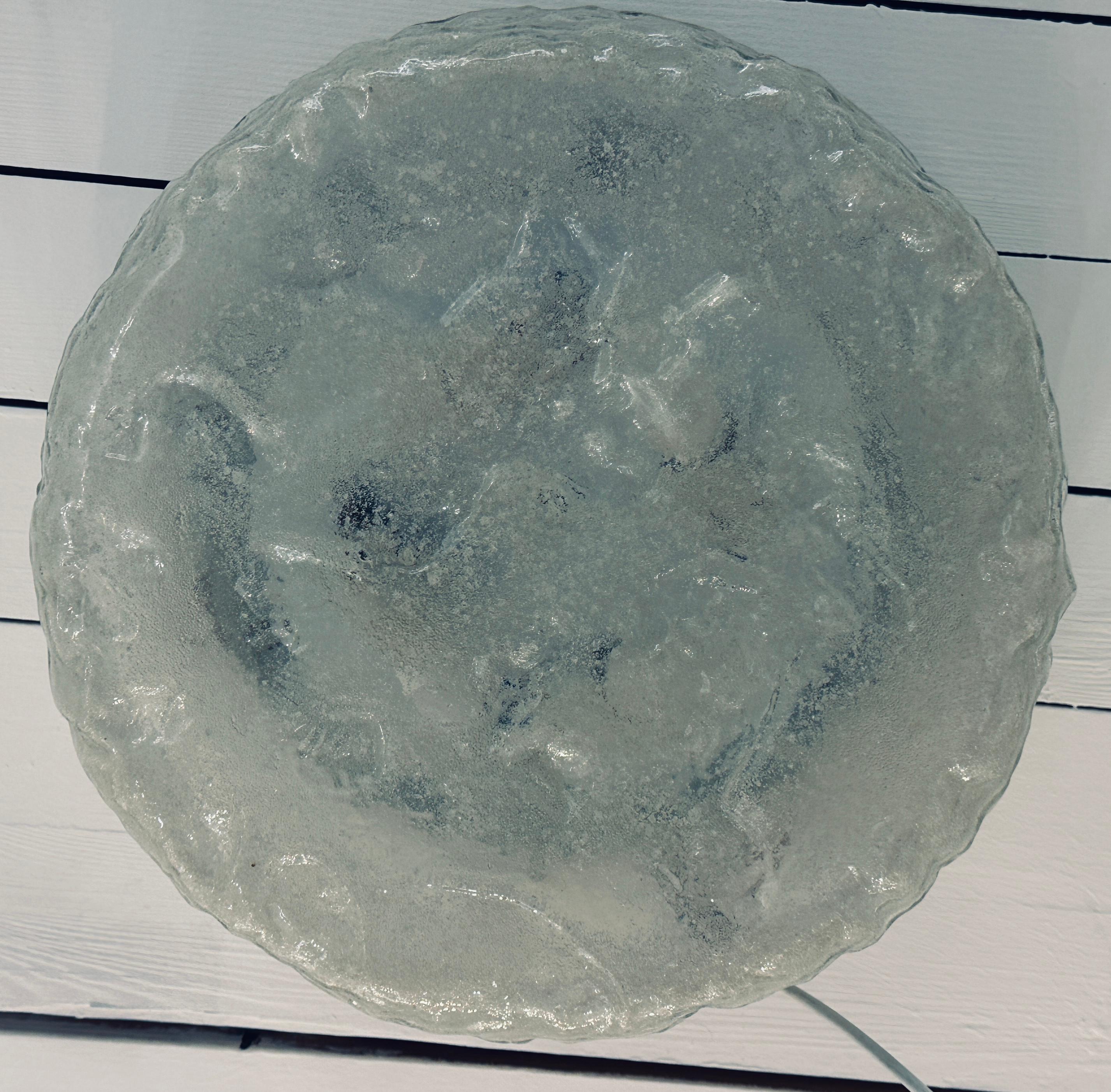 Plafoniera a incasso in vetro smerigliato e ghiacciato Glashütte Limburg, Germania anni '70 in vendita 6