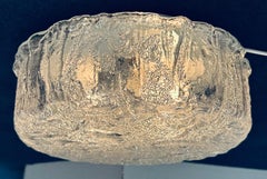 1970s German Glashütte Limburg Iced Glass Flush Mount Ceiling or Wall Light