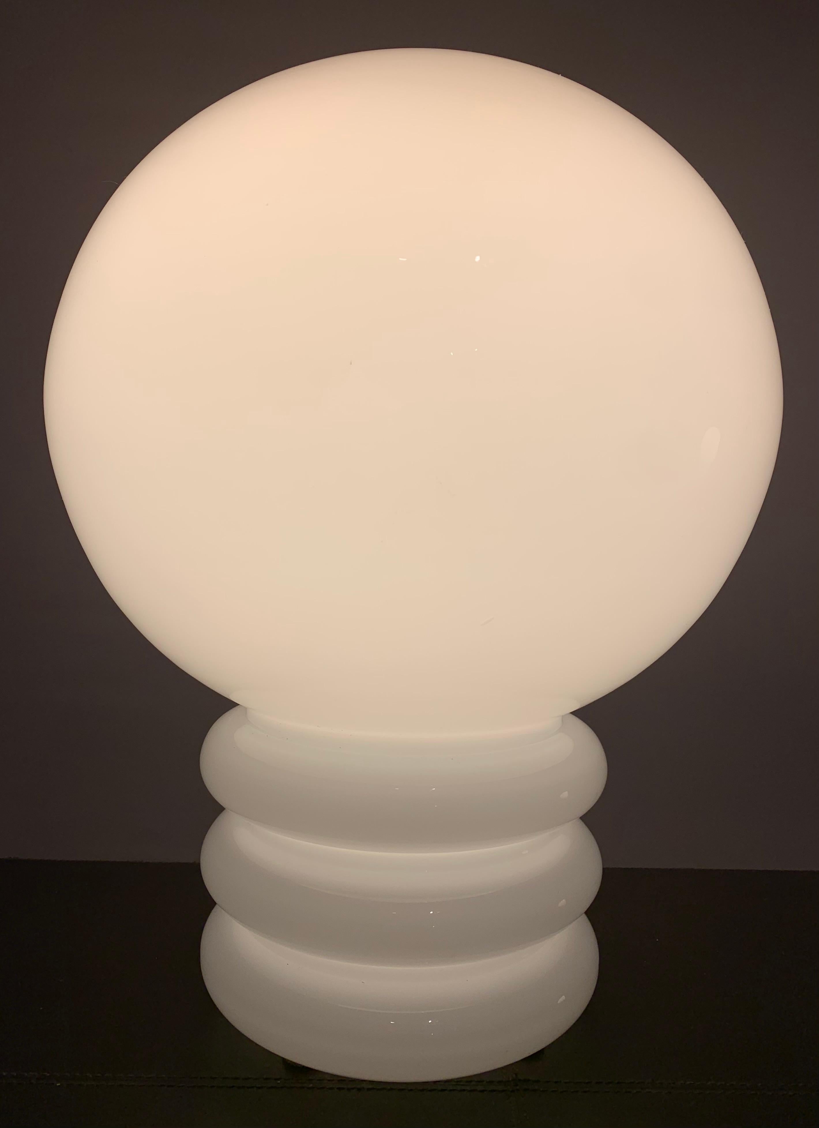 1970s German Glashütte Limburg Space Age White Glass Stilnovo Style Table Lamp 7
