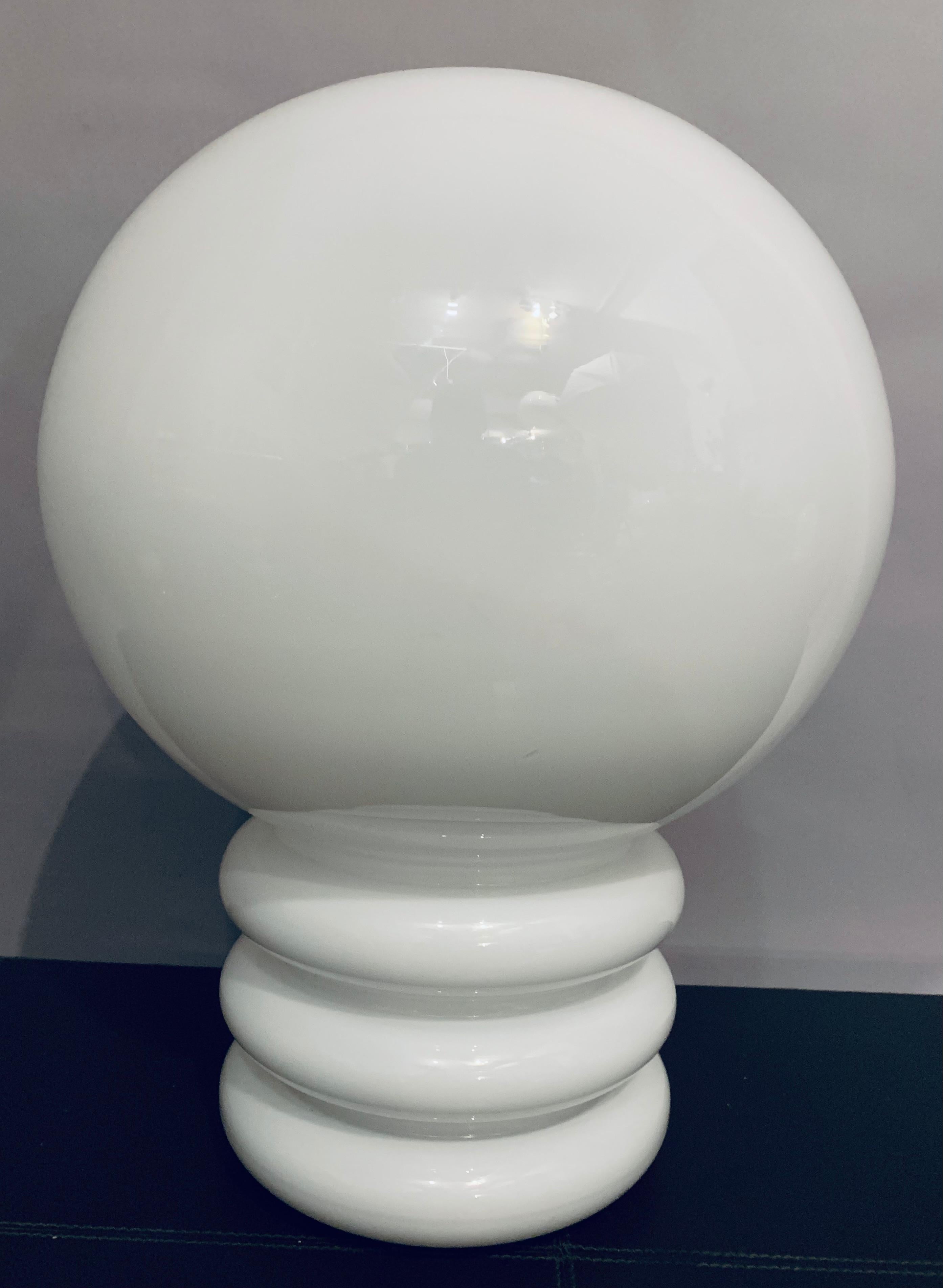 1970s German Glashütte Limburg Space Age White Glass Stilnovo Style Table Lamp 9