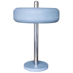 Vintage 1970s German Grey and Chrome Metal Desk Lamp Hillebrand Style