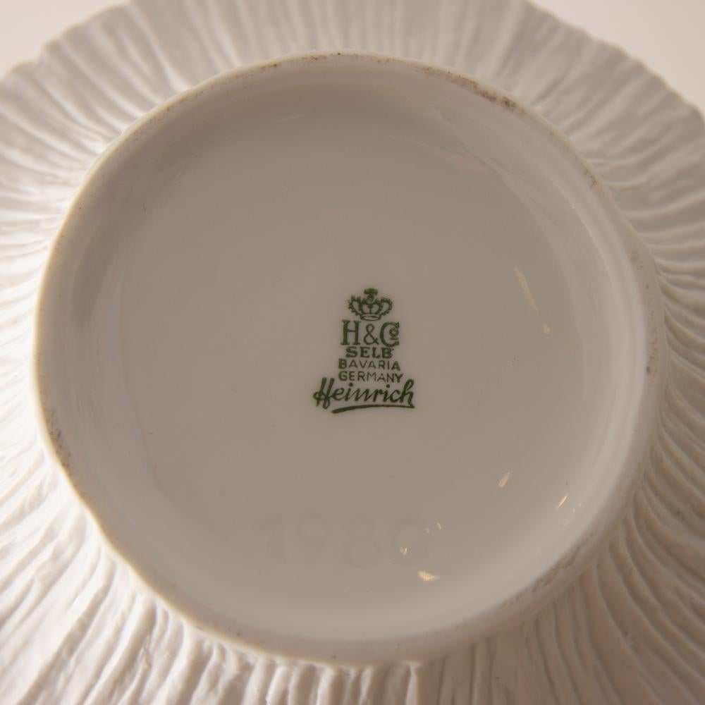 1970s German Heinrich Bavarian Bisque Incised Relief Pattern Porcelain Vase In Good Condition In London, GB