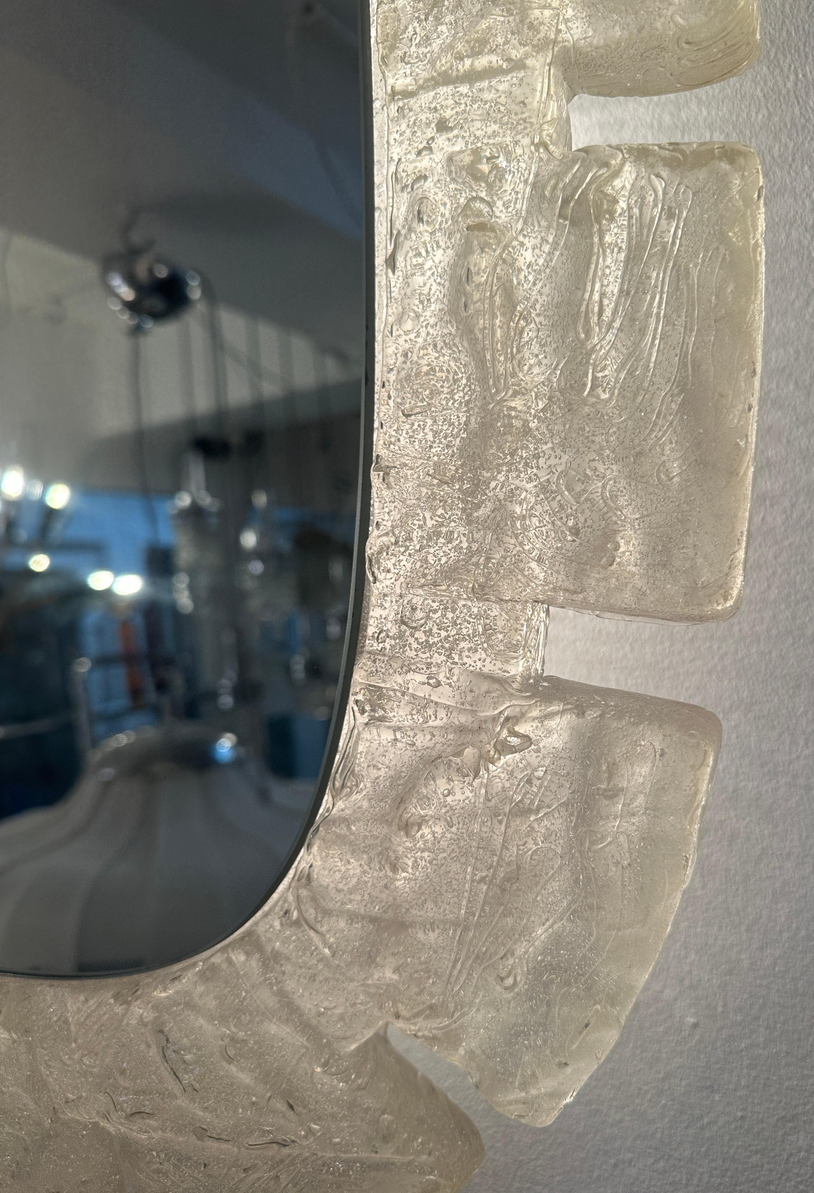 20th Century 1970s German Hillebrand Frosted Iced Illuminated Backlit Lucite Wall Mirror