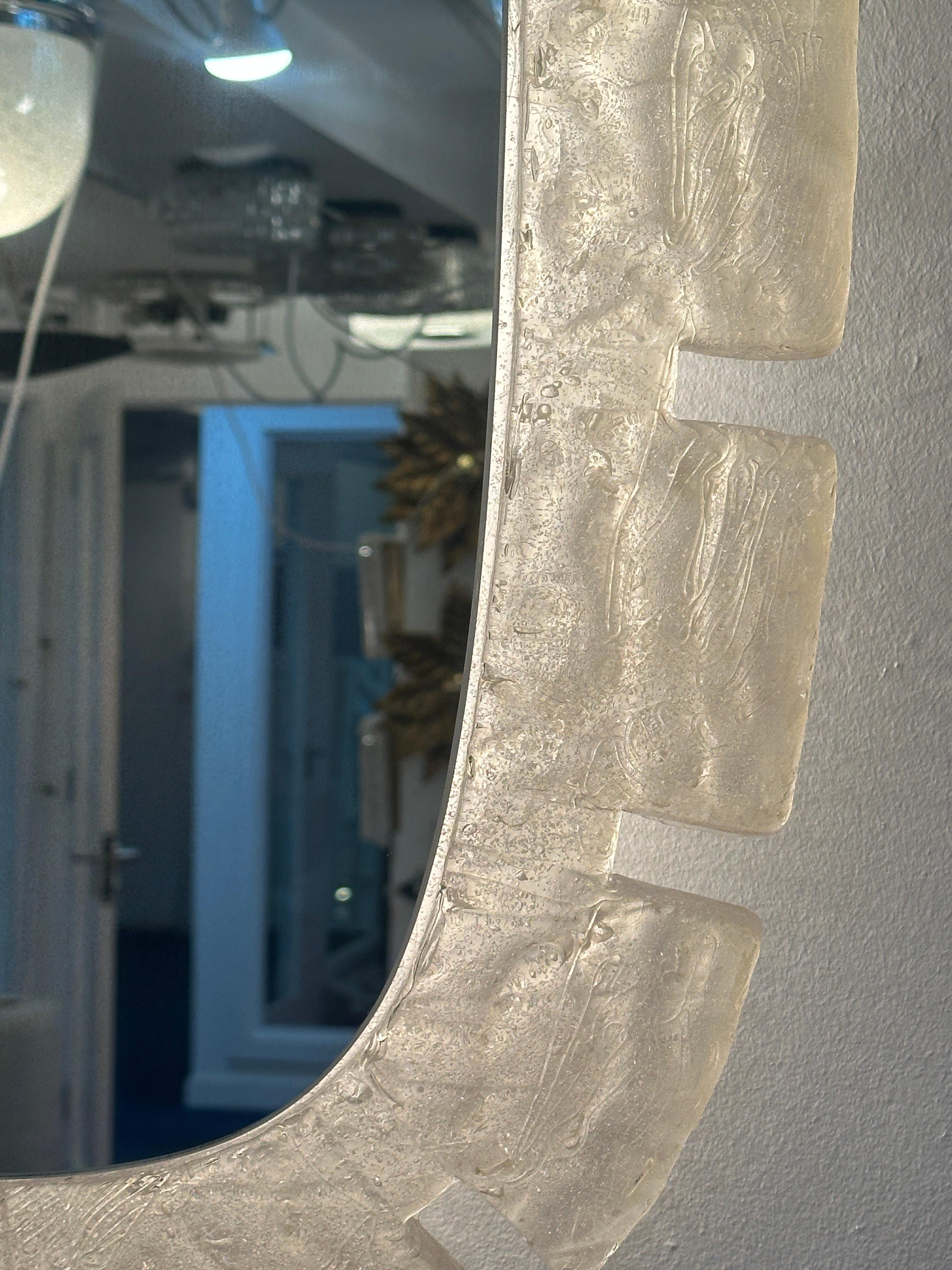 1970s German Hillebrand Frosted Iced Illuminated Backlit Lucite Wall Mirror 2