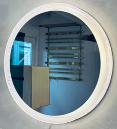 1970s German Hillebrand Leuchten Illuminated Back Lit Glass Wall Mirror