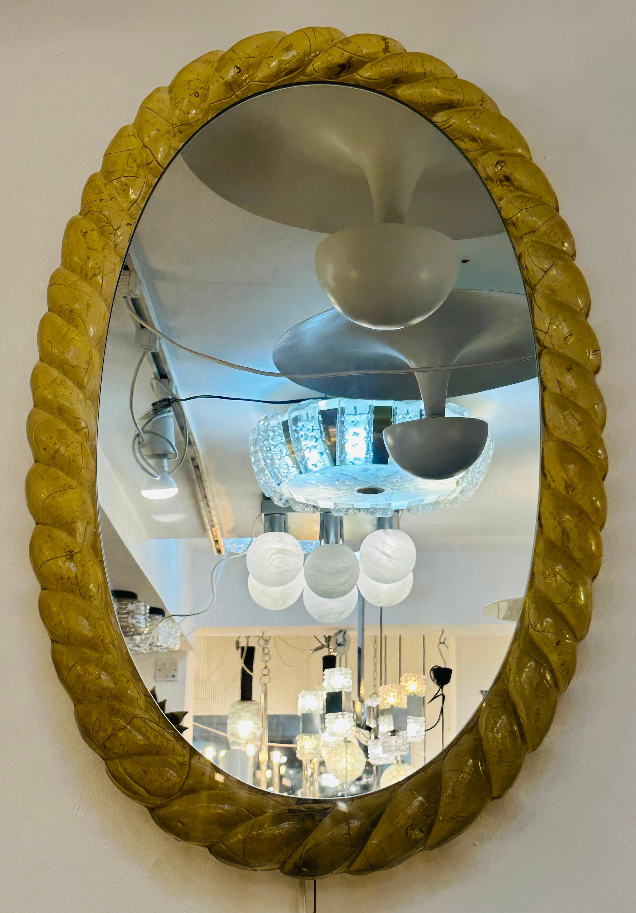 1970er Jahre Deutsch Hillebrand Leuchten Beleuchtete Hintergrundbeleuchtung Lucite Bernstein Wandspiegel 5