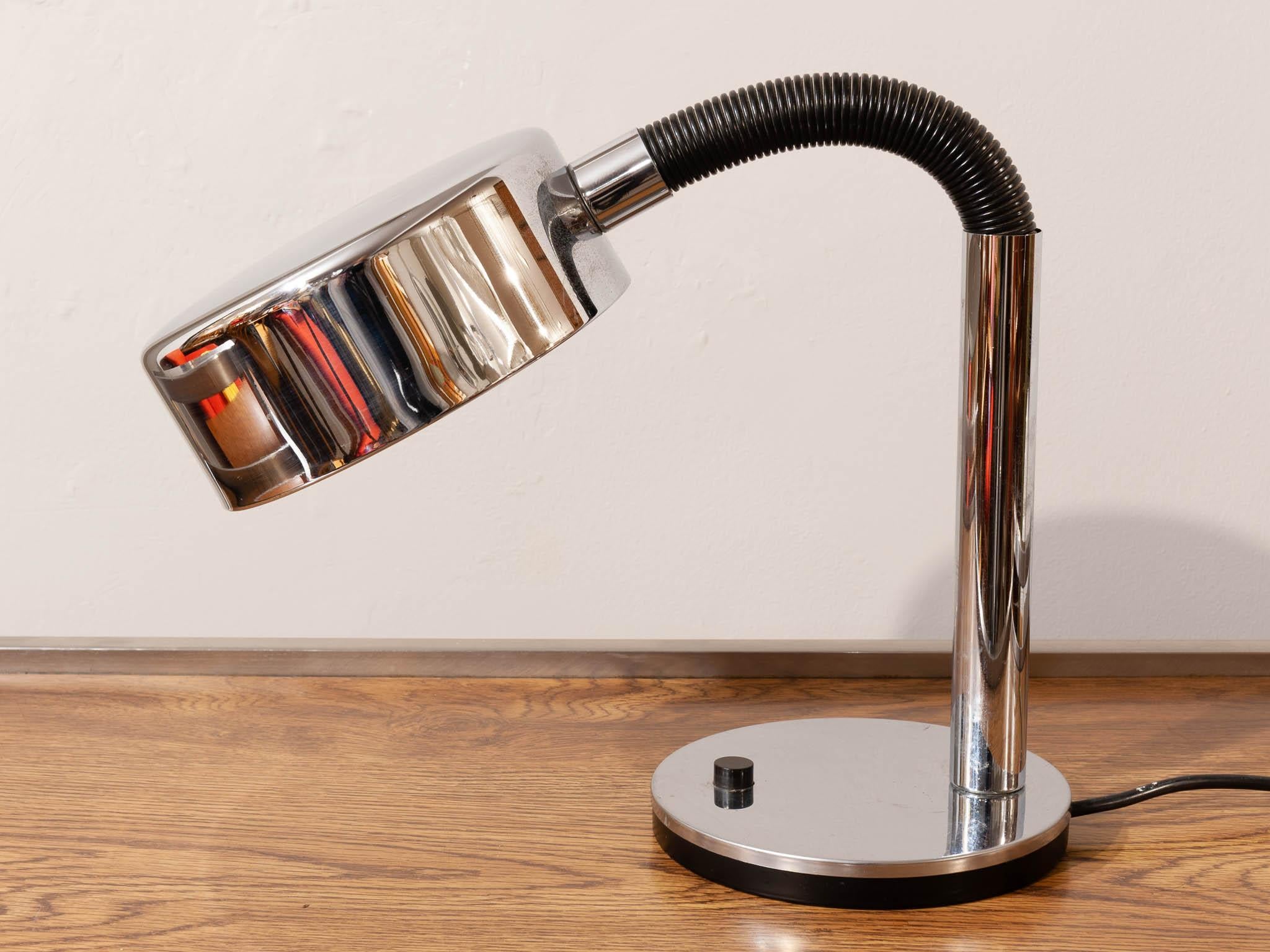 1970s German Hillebrand Leuchtenfabrik Black and Chrome Desk or Table Lamp In Good Condition In London, GB