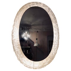 1970s German Hillebrand Oval Illuminated Backlit Lucite Oval Wall Mirror