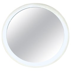 1970s German Hillebrand Round Illuminated Backlit Lucite Circular Wall Mirror